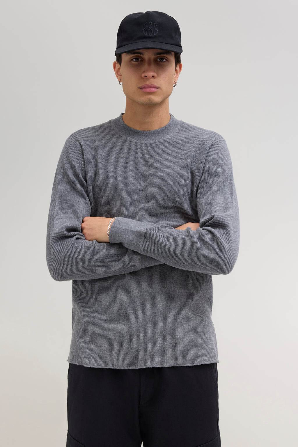90s Waffle Longsleeve - Charcoal Mix