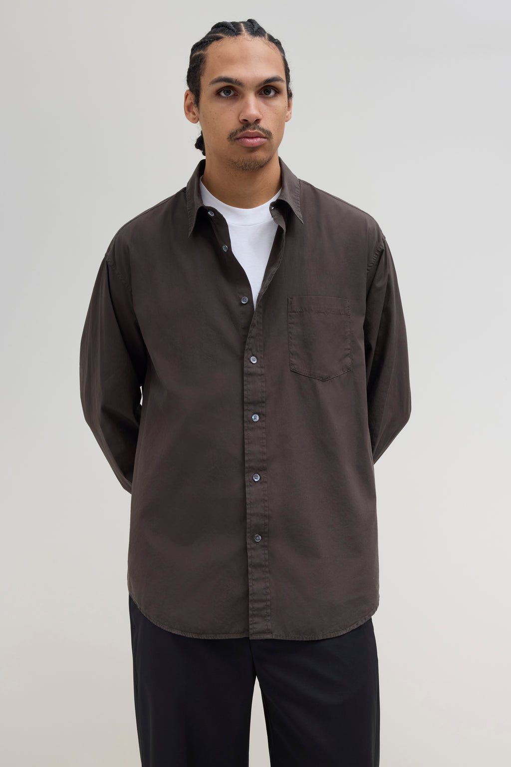 Poplin Big Shirt - Brown