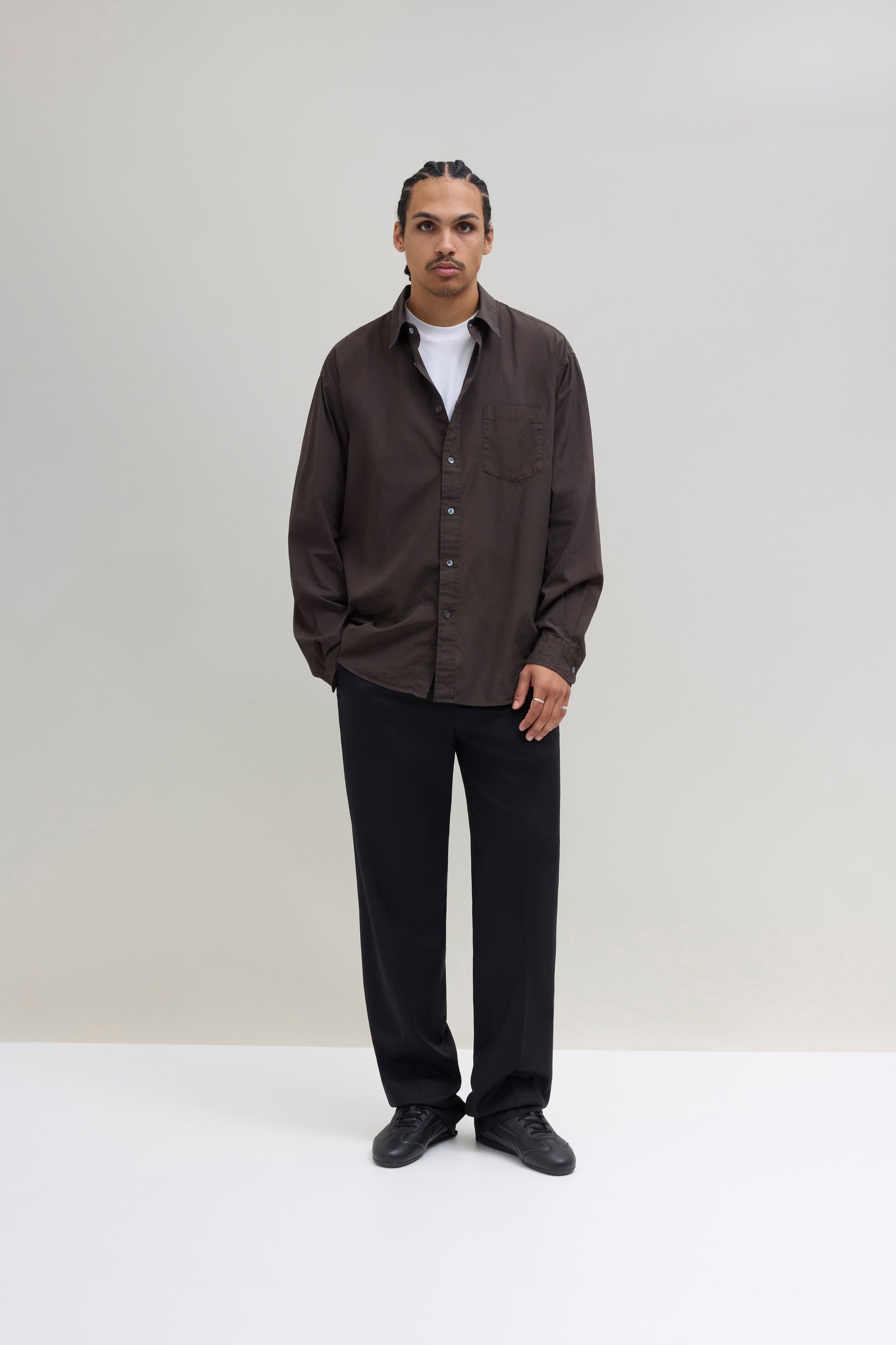Poplin Big Shirt - Brown
