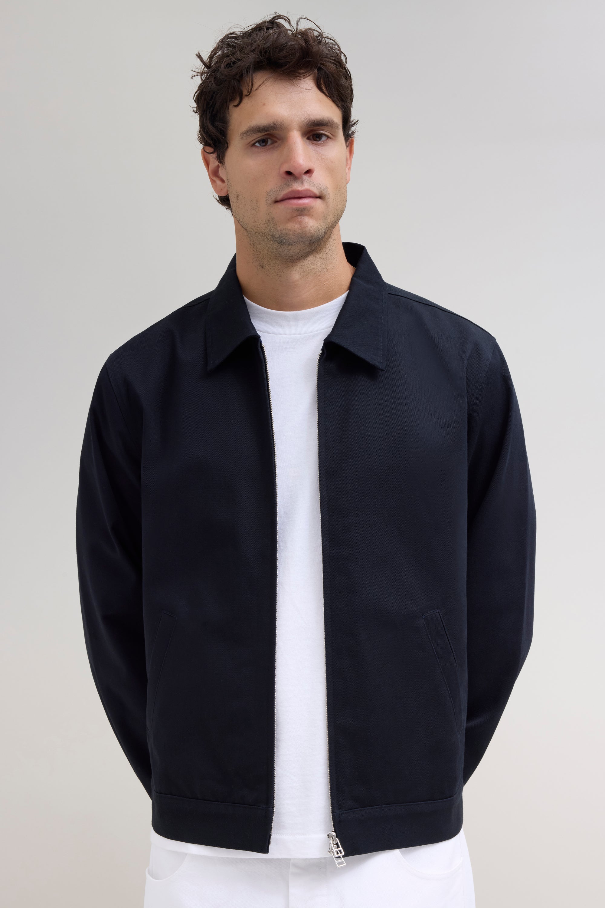 Lined Trucker Jacket - Navy