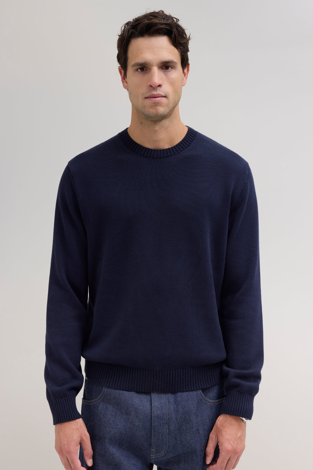 Knit Cotton Crewneck - Navy