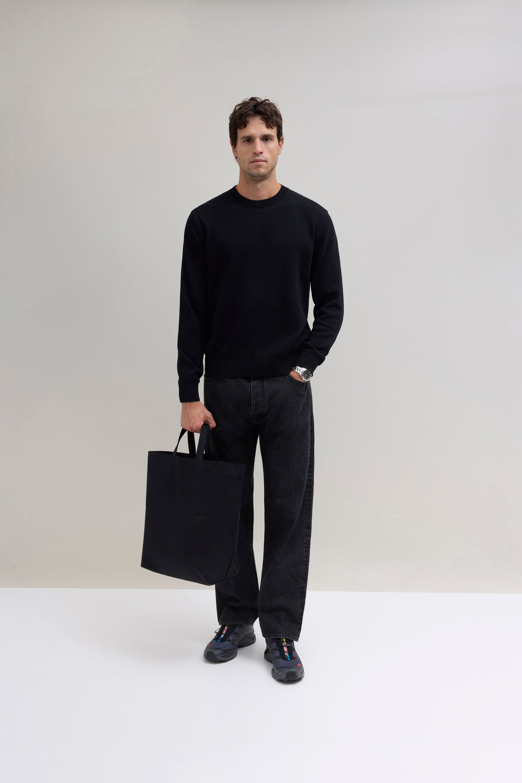 Knit Cotton Crewneck - Black