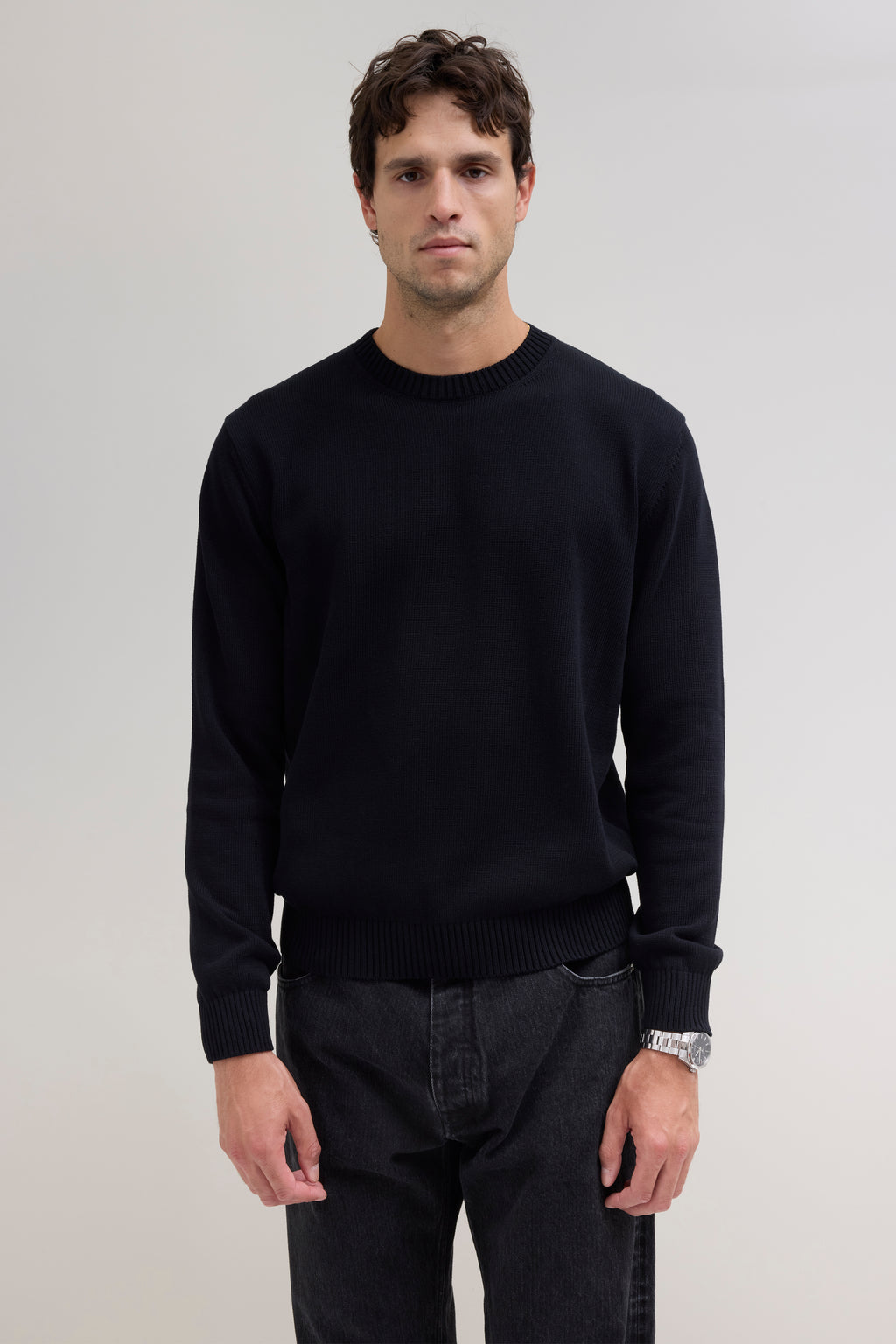 Knit Cotton Crewneck - Black
