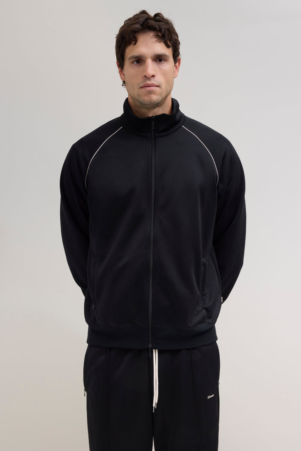 Relaxed Tricot Track Top - Black