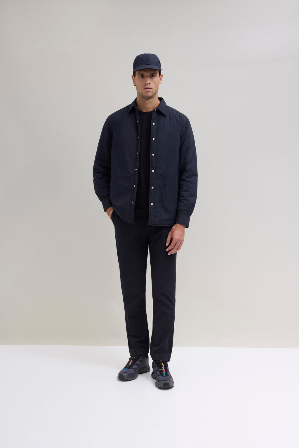 Padded Nylon Overshirt - Black