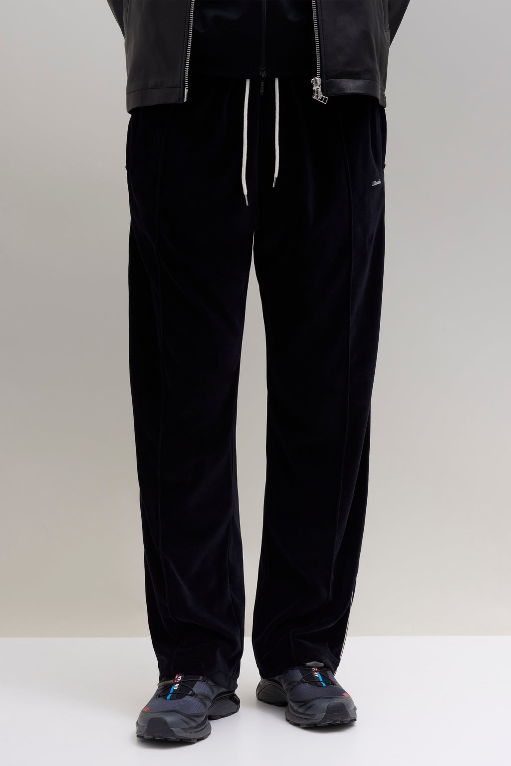 Relaxed Velour Track Pant - Black