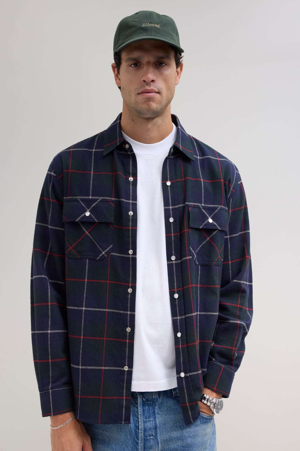 Plaid Flannel Shirt - Navy/Forest Green