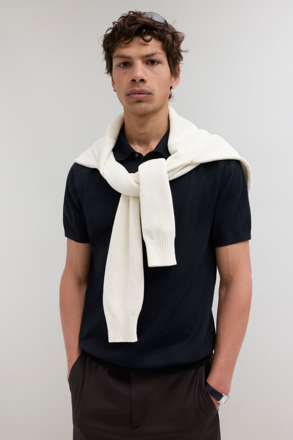 Knit Cotton Polo - Black