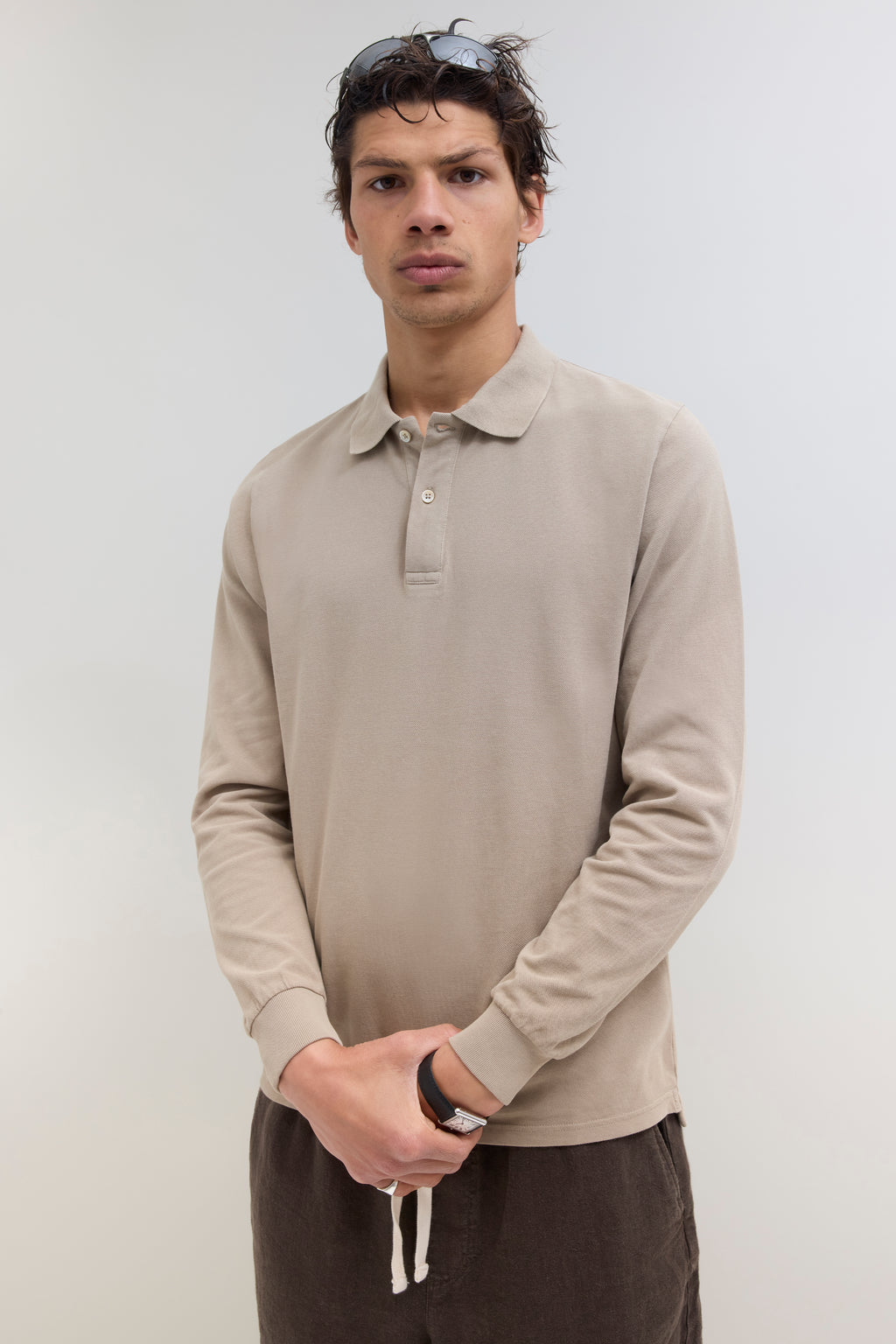 Longsleeve Polo Shirt - Taupe