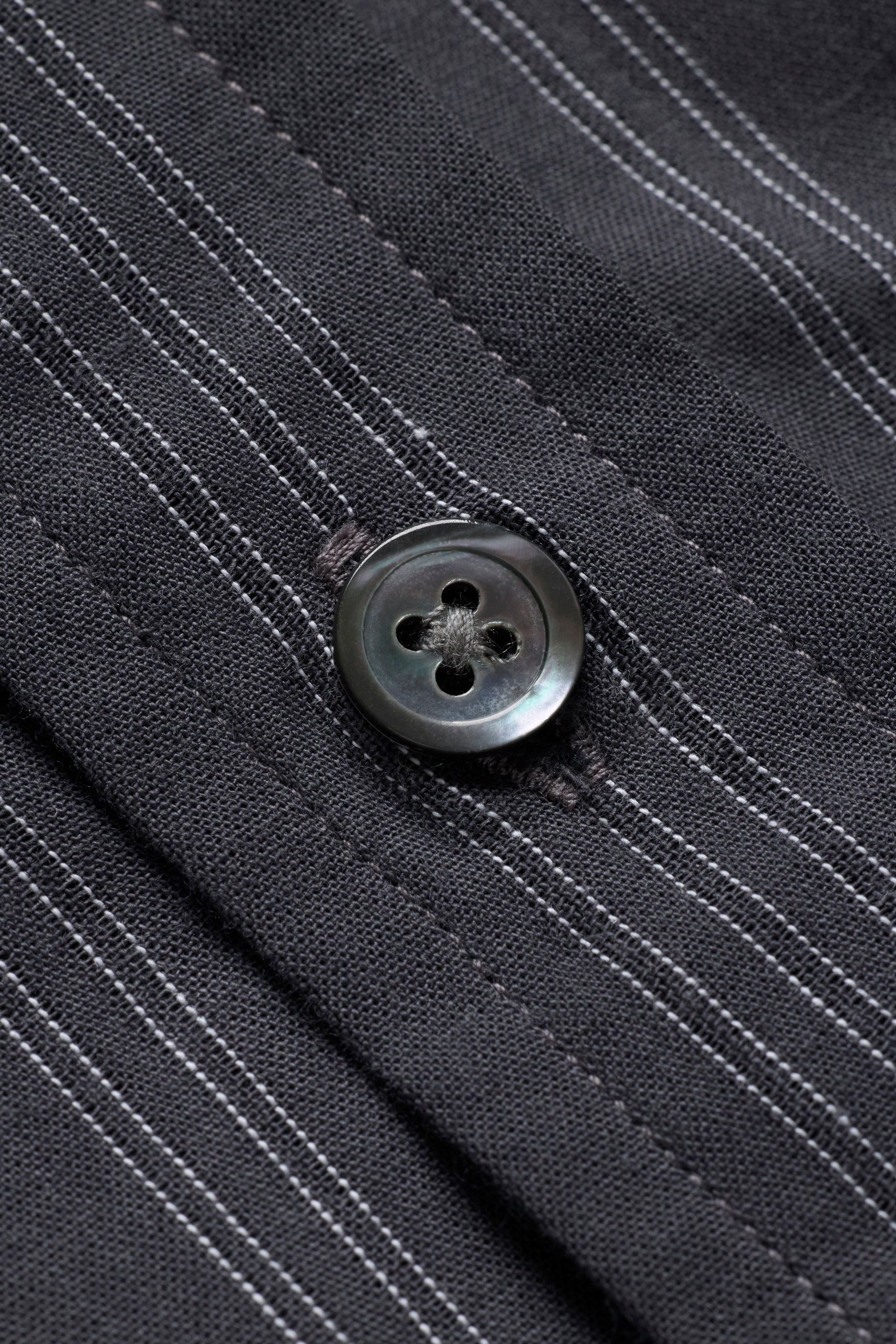 Striped Button Up Shirt - Charcoal/Off White