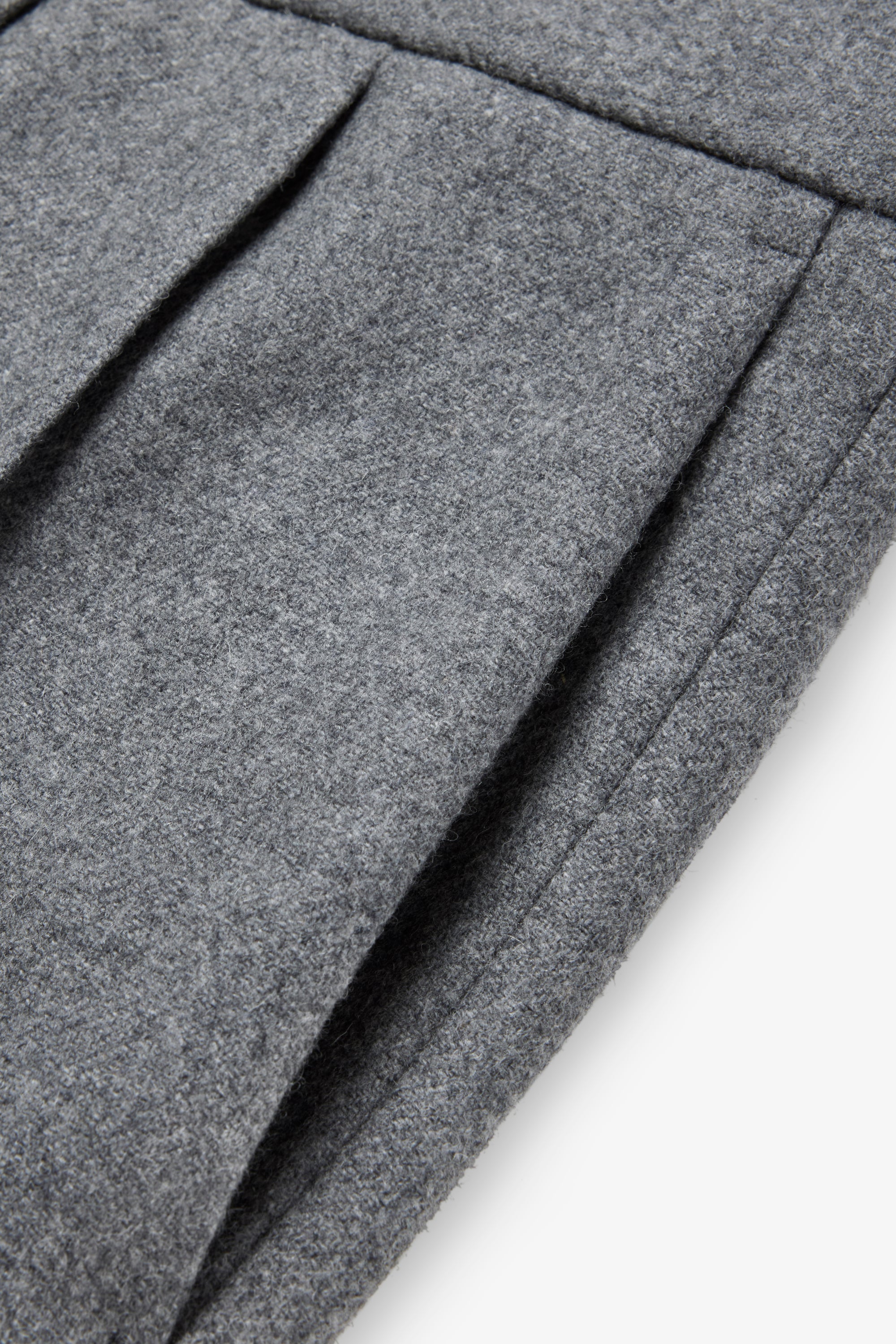 Relaxed Pleated Wool Trousers - Grey Mix