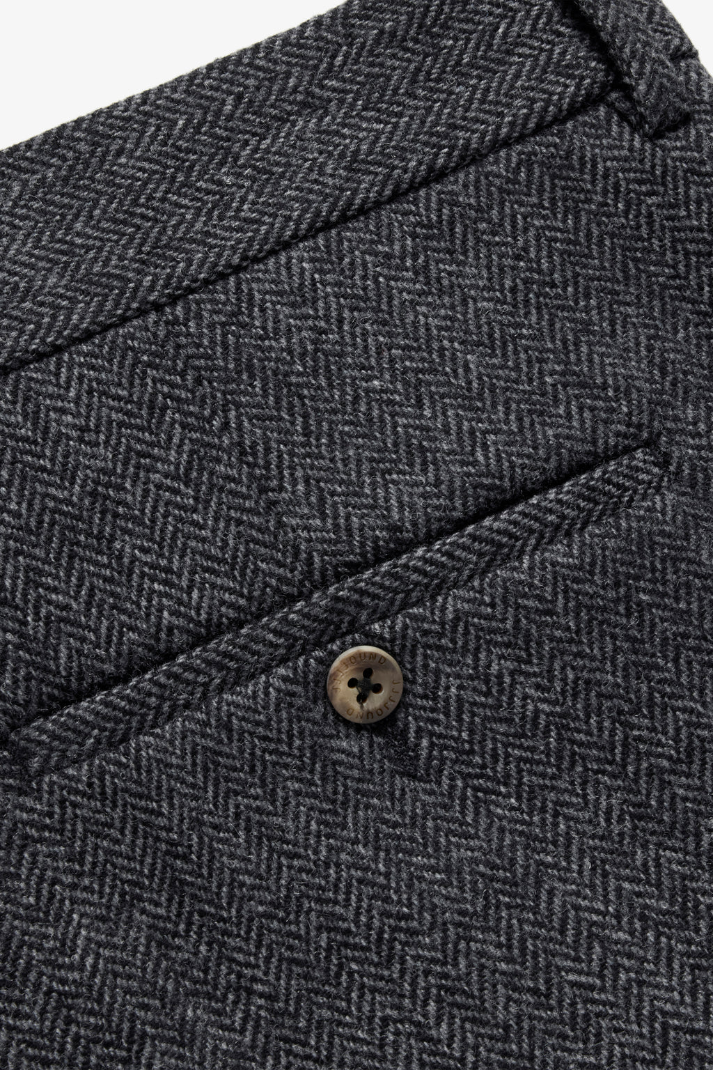 Wool Trousers Wide - Charcoal Herringbone