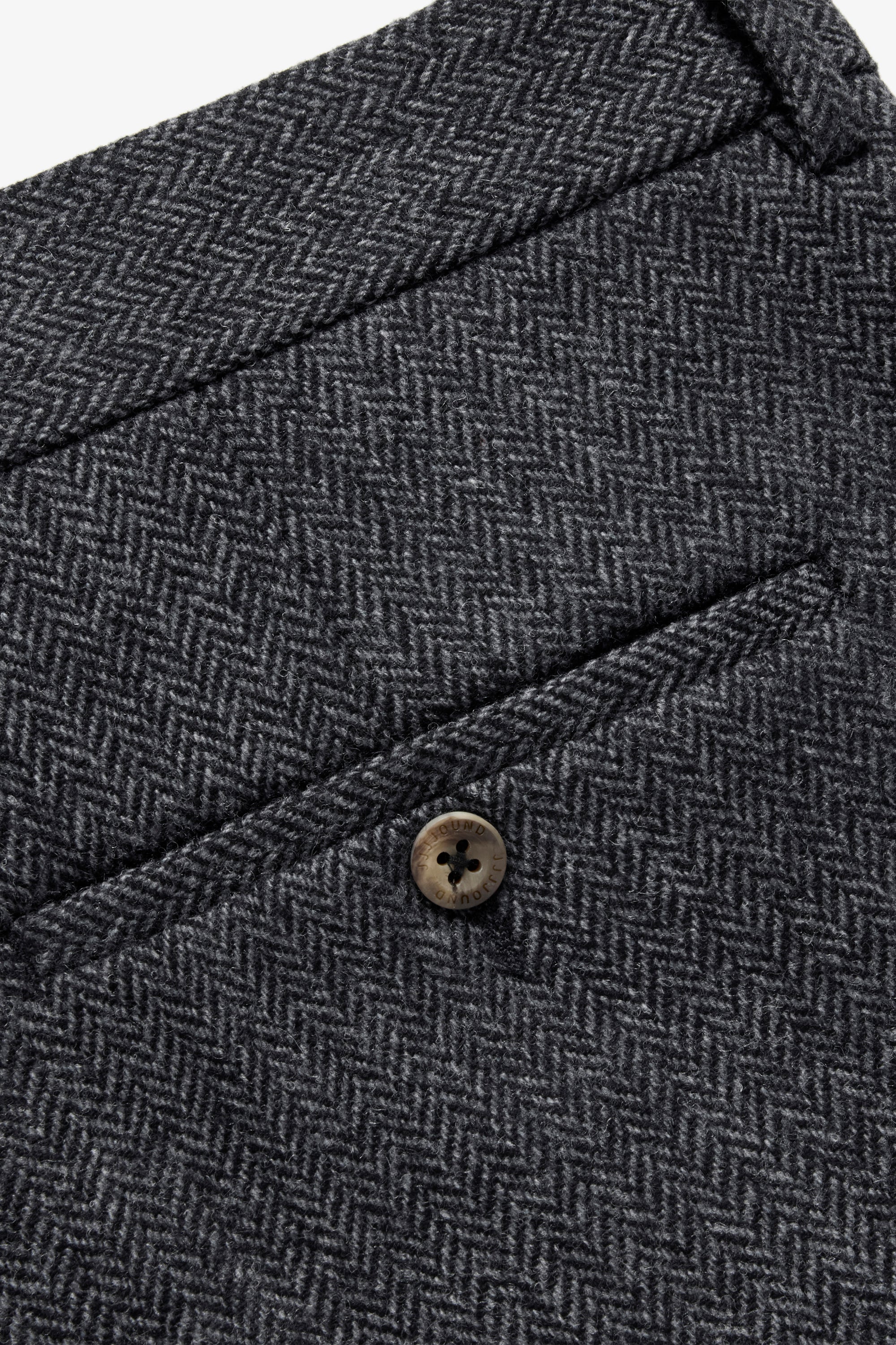 Wool Trousers Wide - Charcoal Herringbone