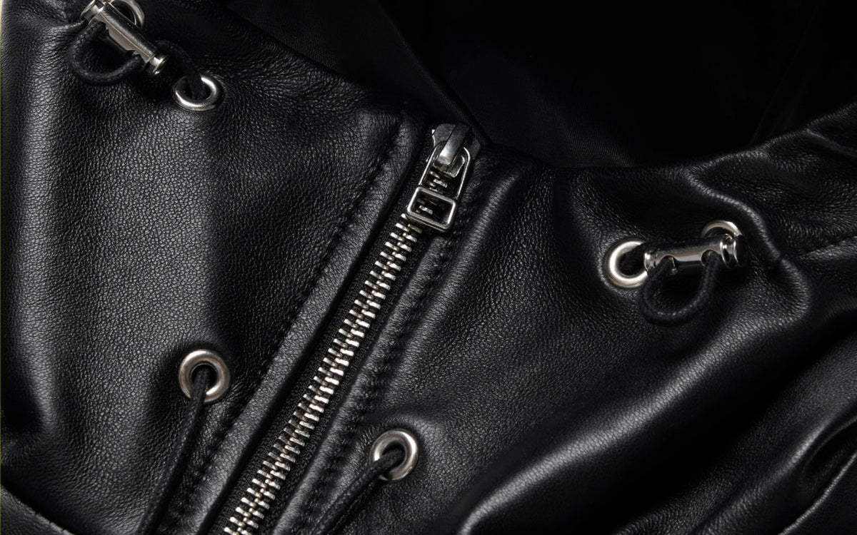 Leather Full Zip Parka