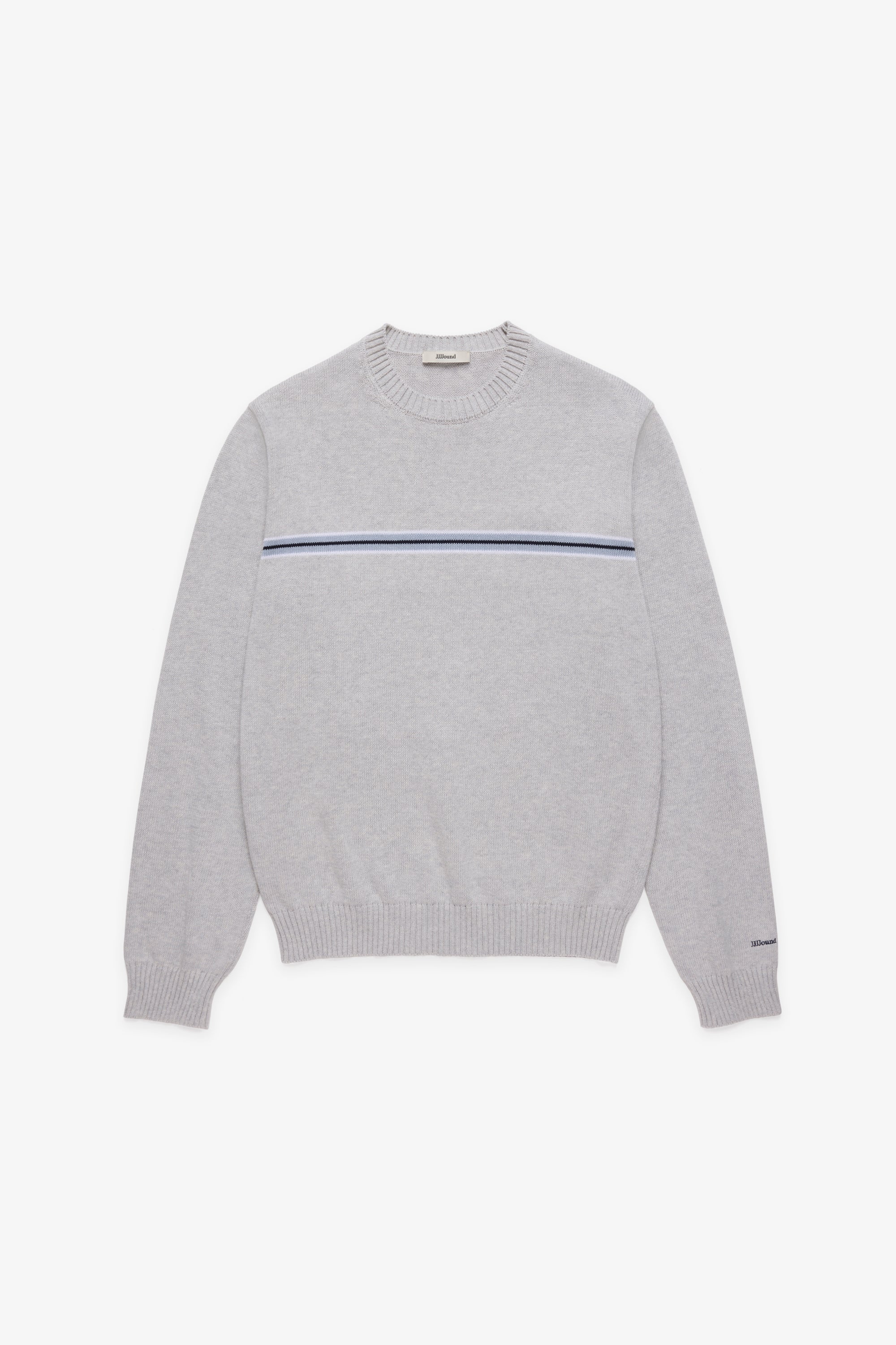 Knit Cotton Crewneck - Grey/Blue