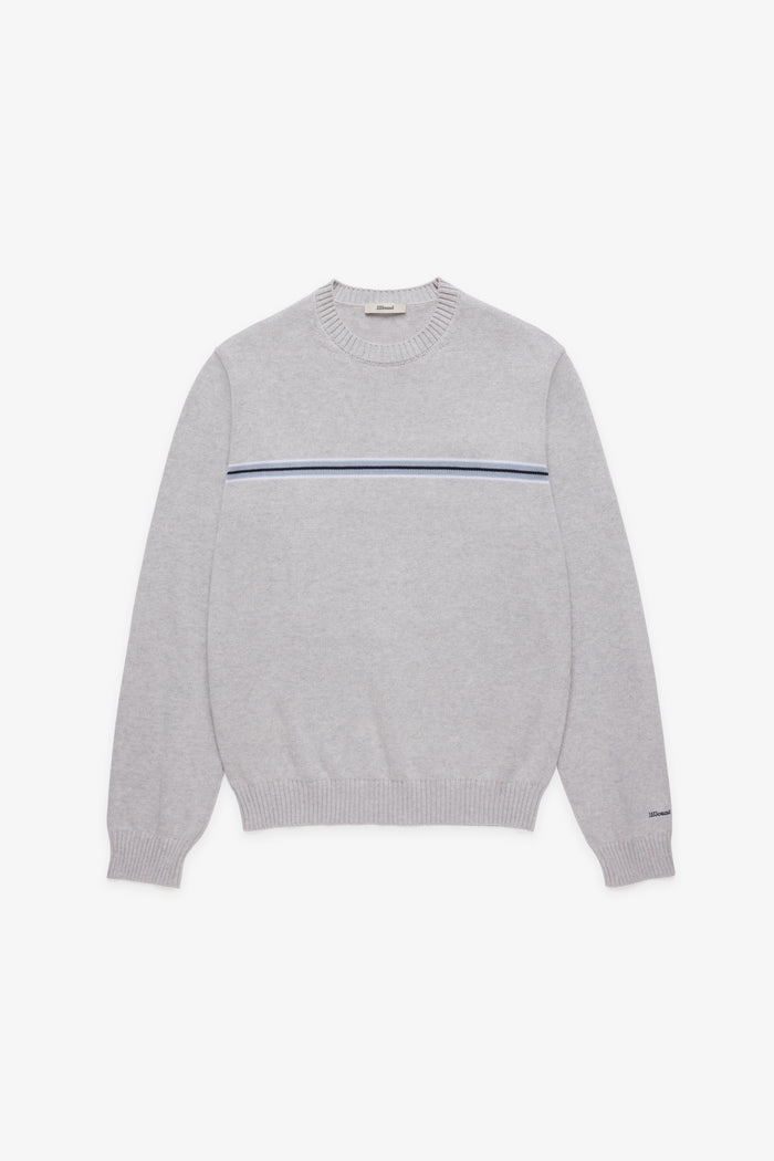 Knit Cotton Crewneck - Grey/Blue