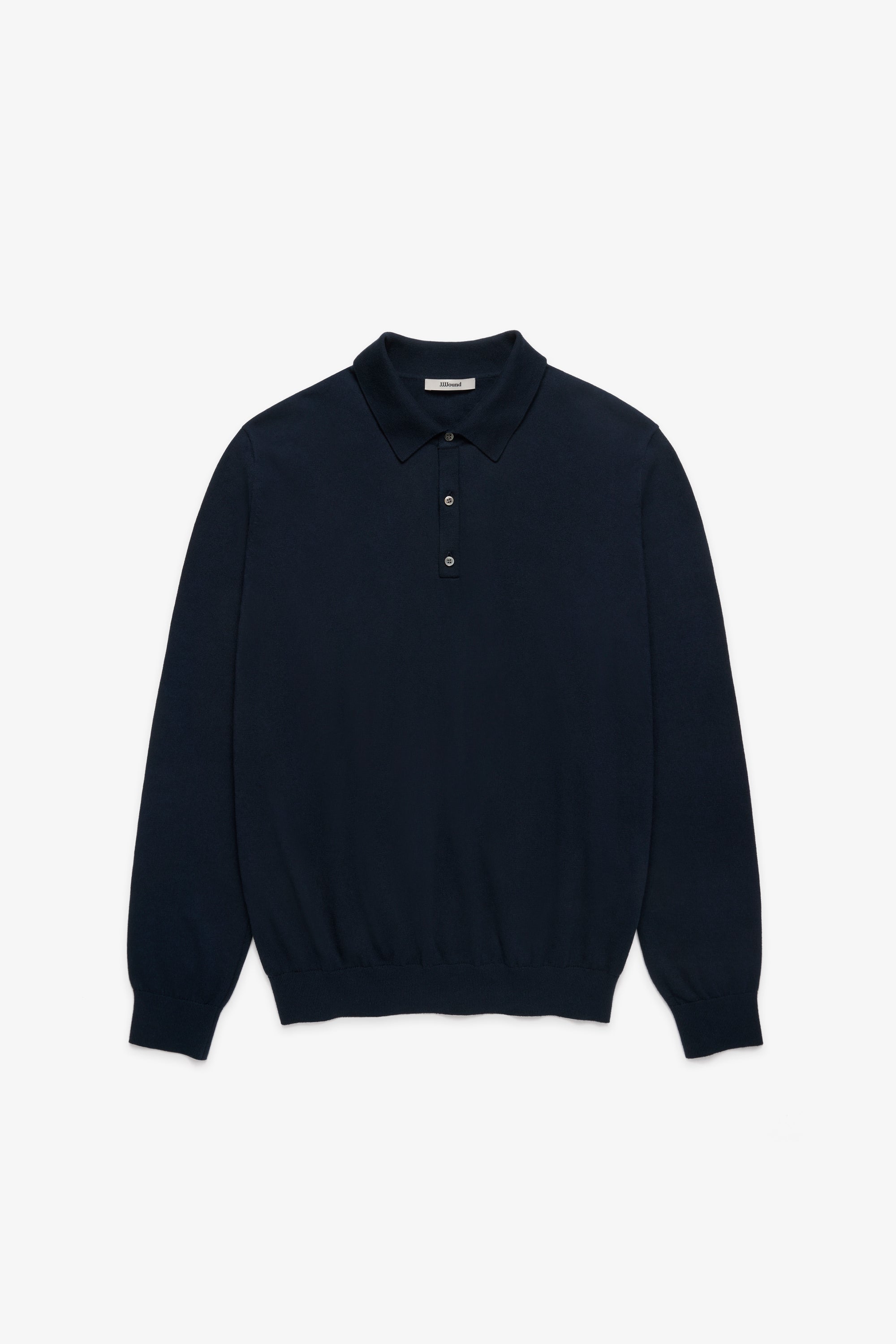 Knit Cotton Longsleeve Polo - Navy