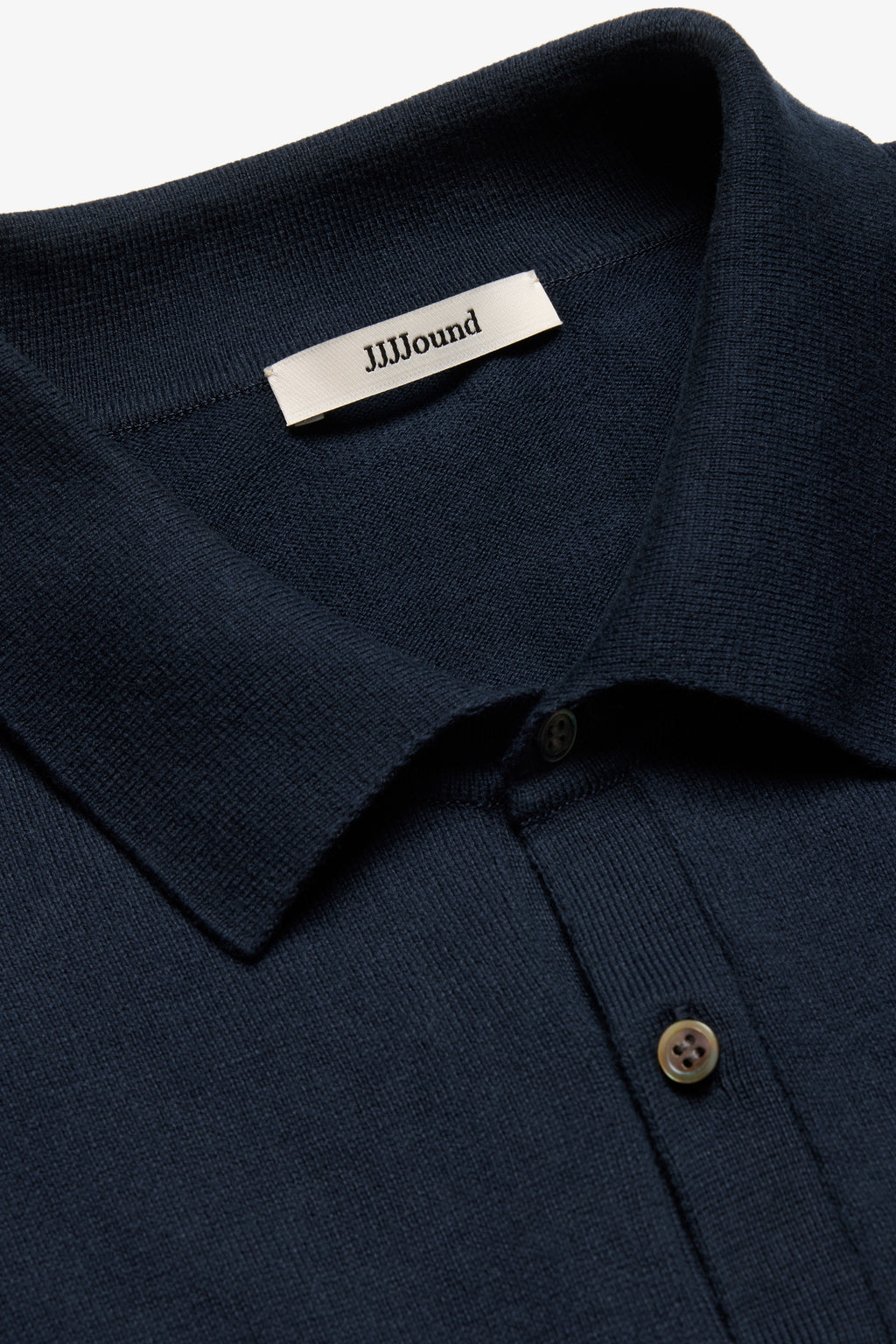 Knit Cotton Longsleeve Polo - Navy