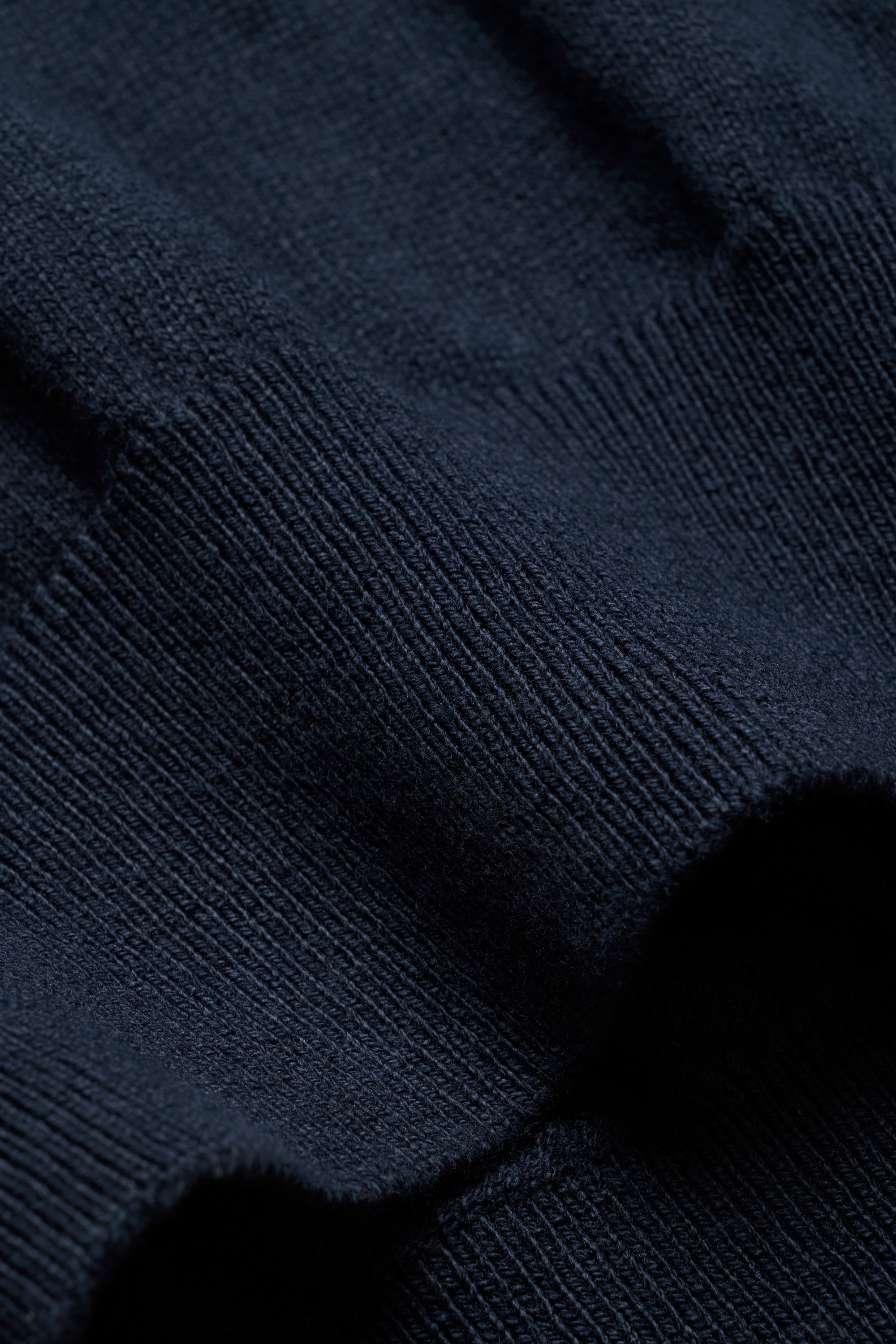Knit Cotton Longsleeve Polo - Navy