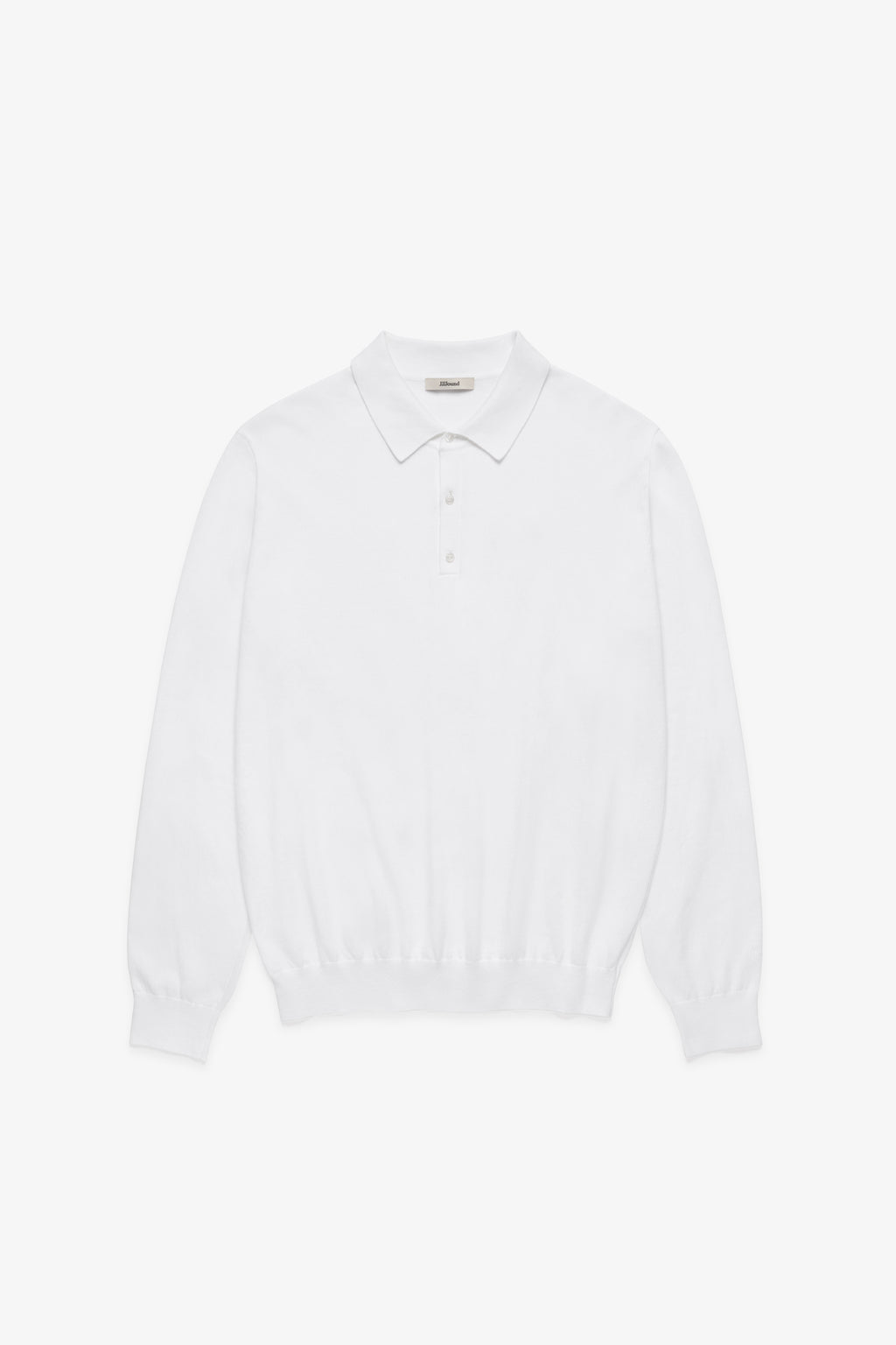 Knit Cotton Longsleeve Polo - White
