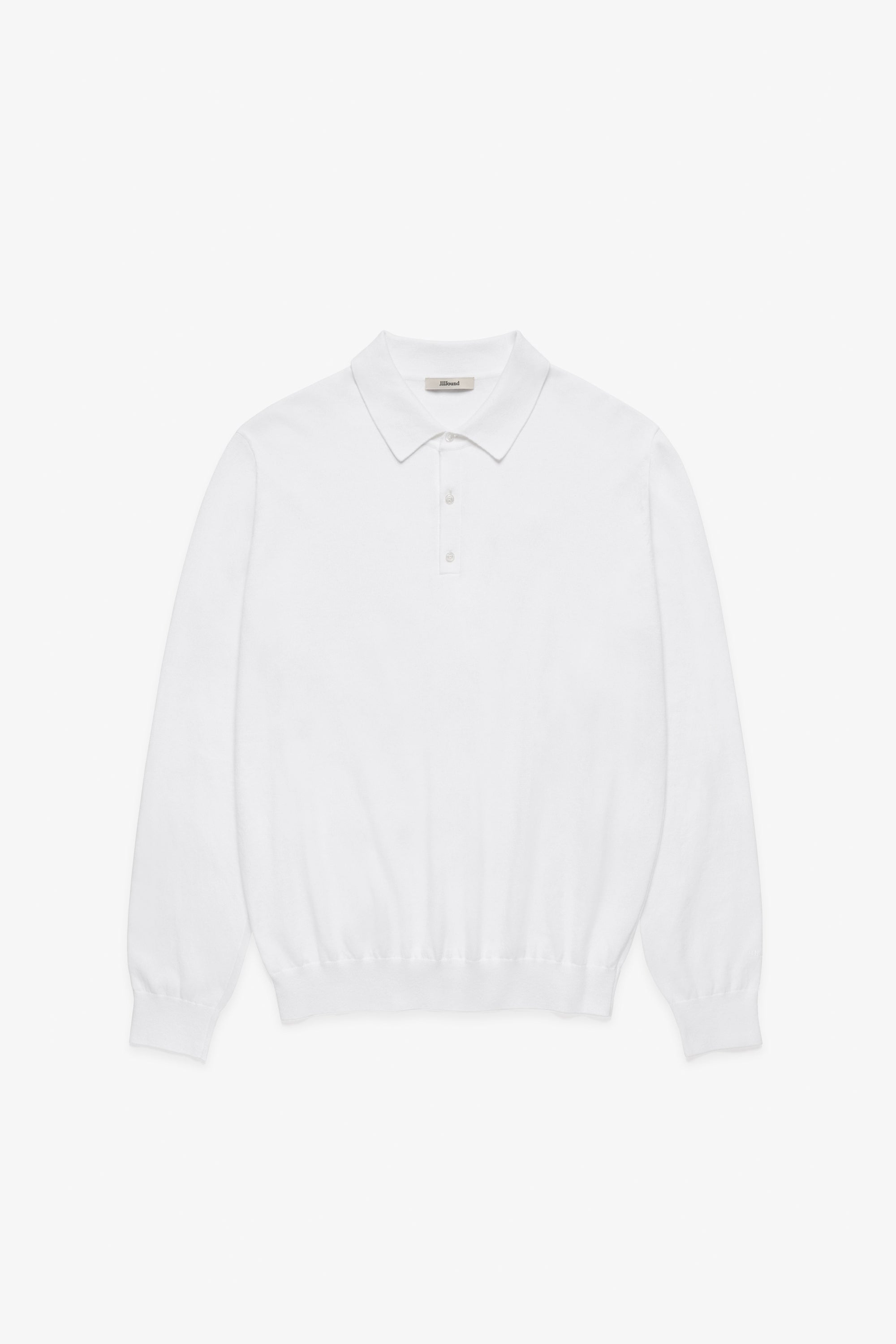 Knit Cotton Longsleeve Polo - White