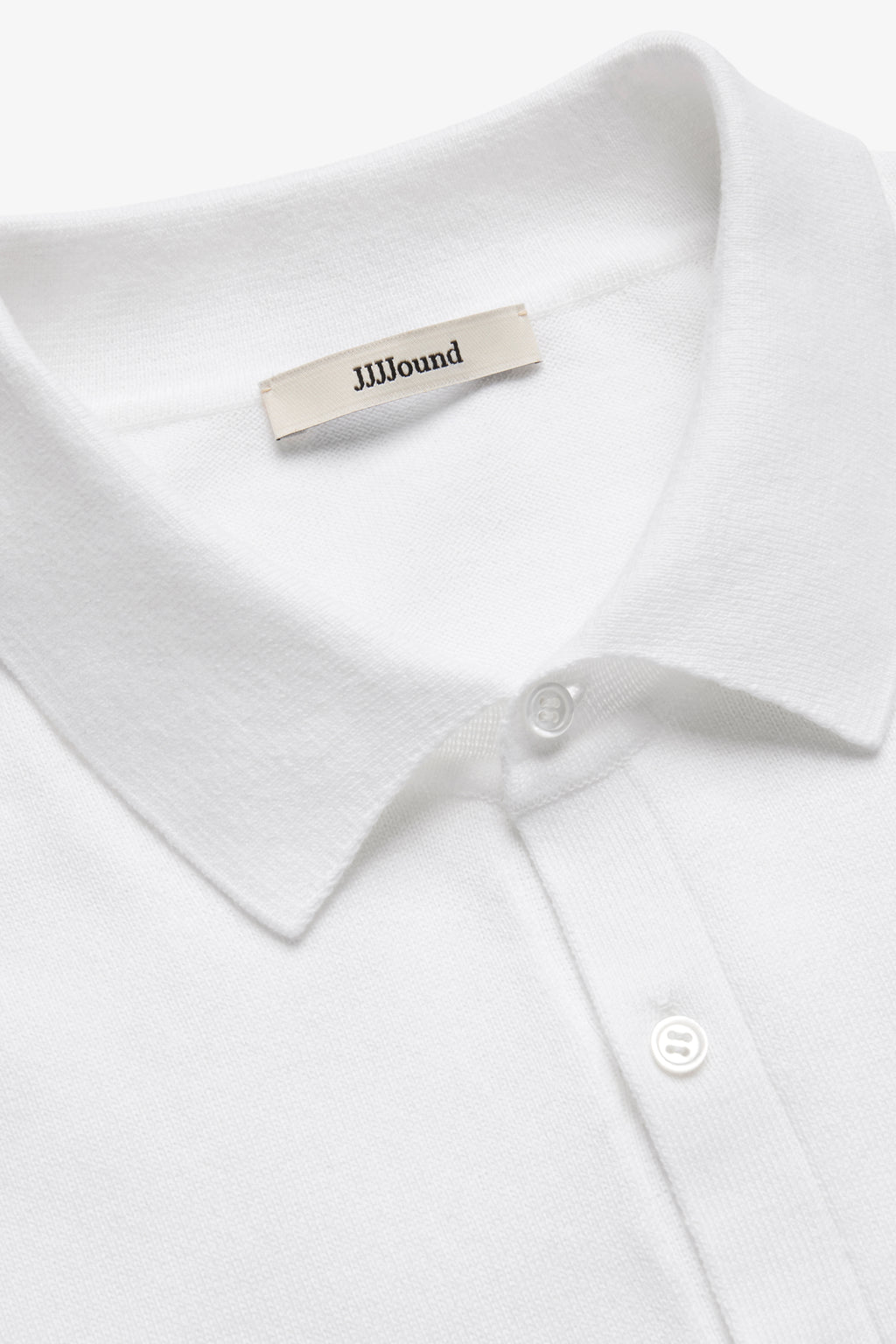 Knit Cotton Longsleeve Polo - White