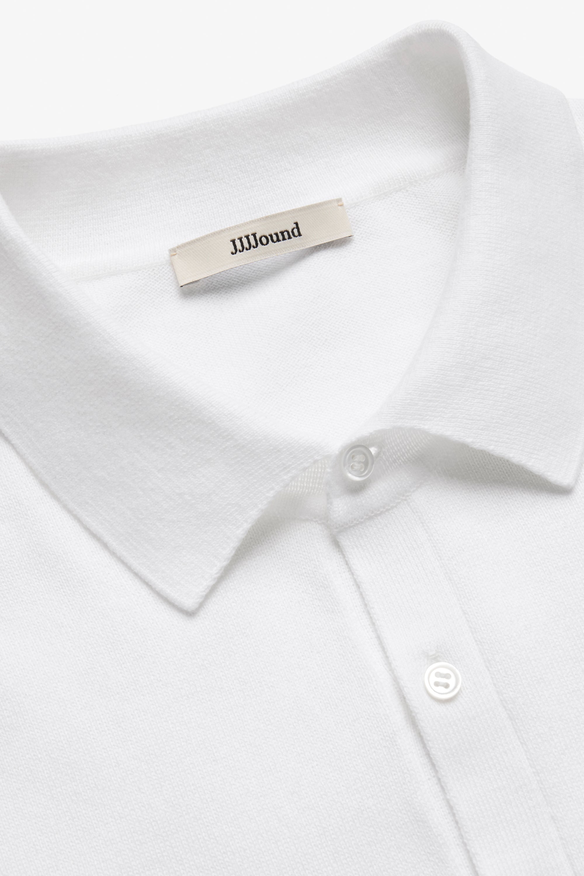 Knit Cotton Longsleeve Polo - White