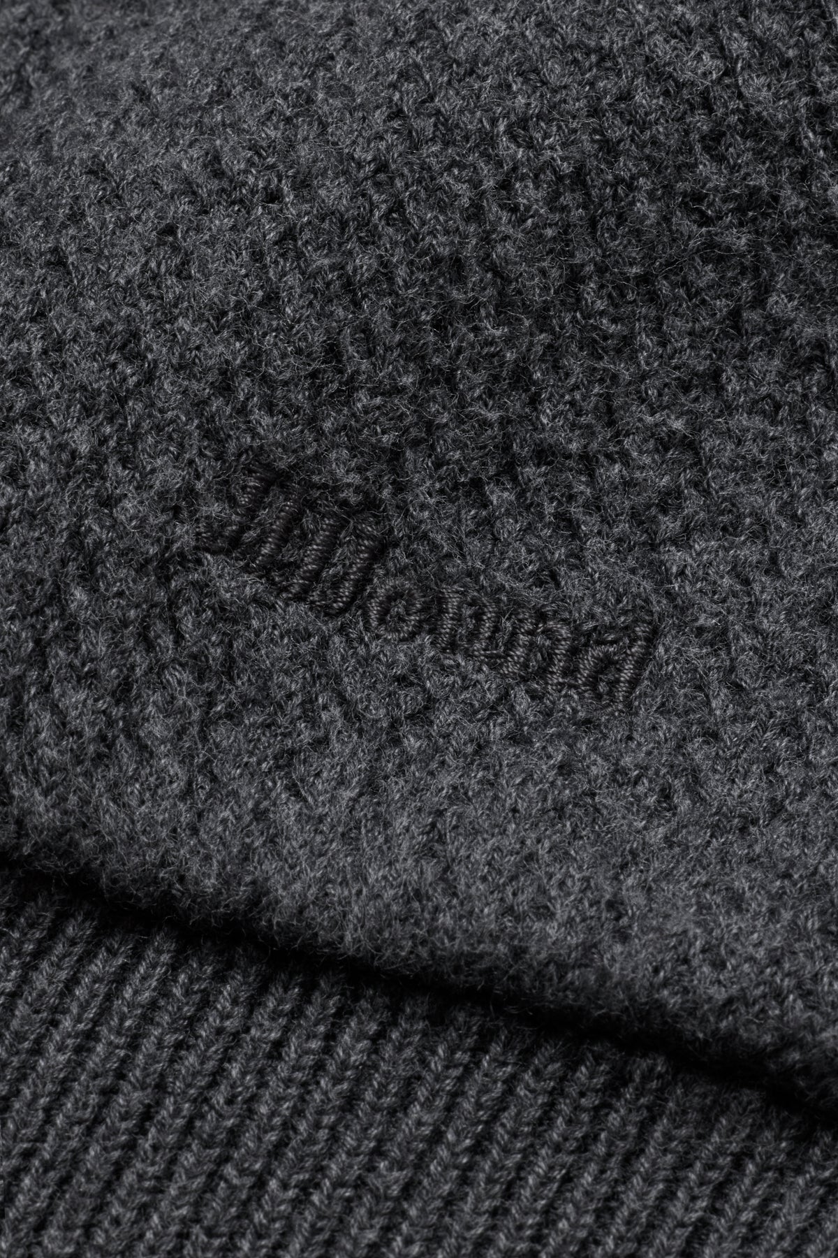 Knit Cotton Zip Hoodie - Charcoal