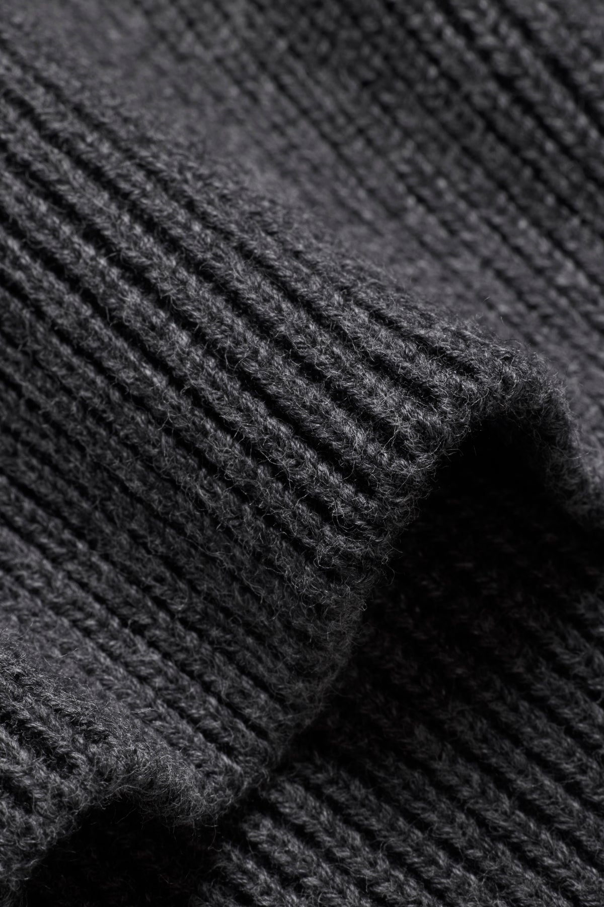 Knit Cotton Zip Hoodie - Charcoal