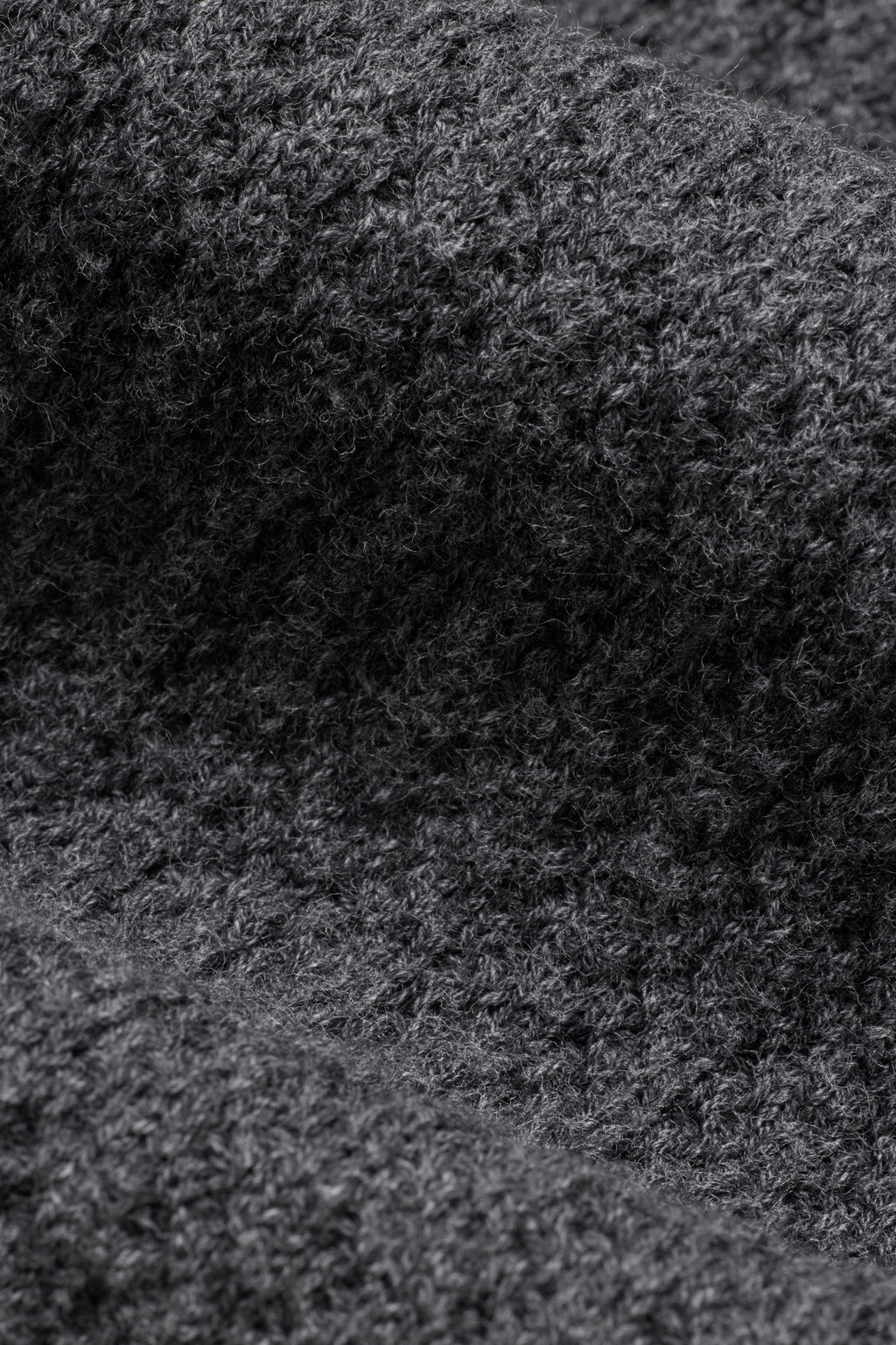 Knit Cotton Zip Hoodie - Charcoal