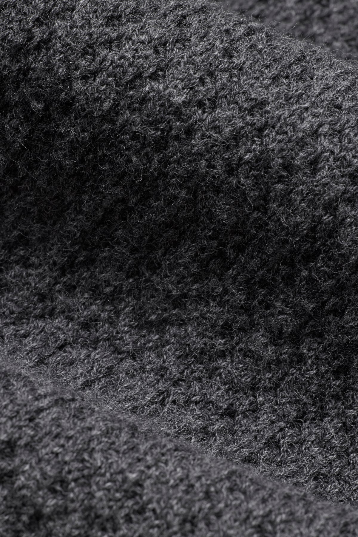 Knit Cotton Zip Hoodie - Charcoal