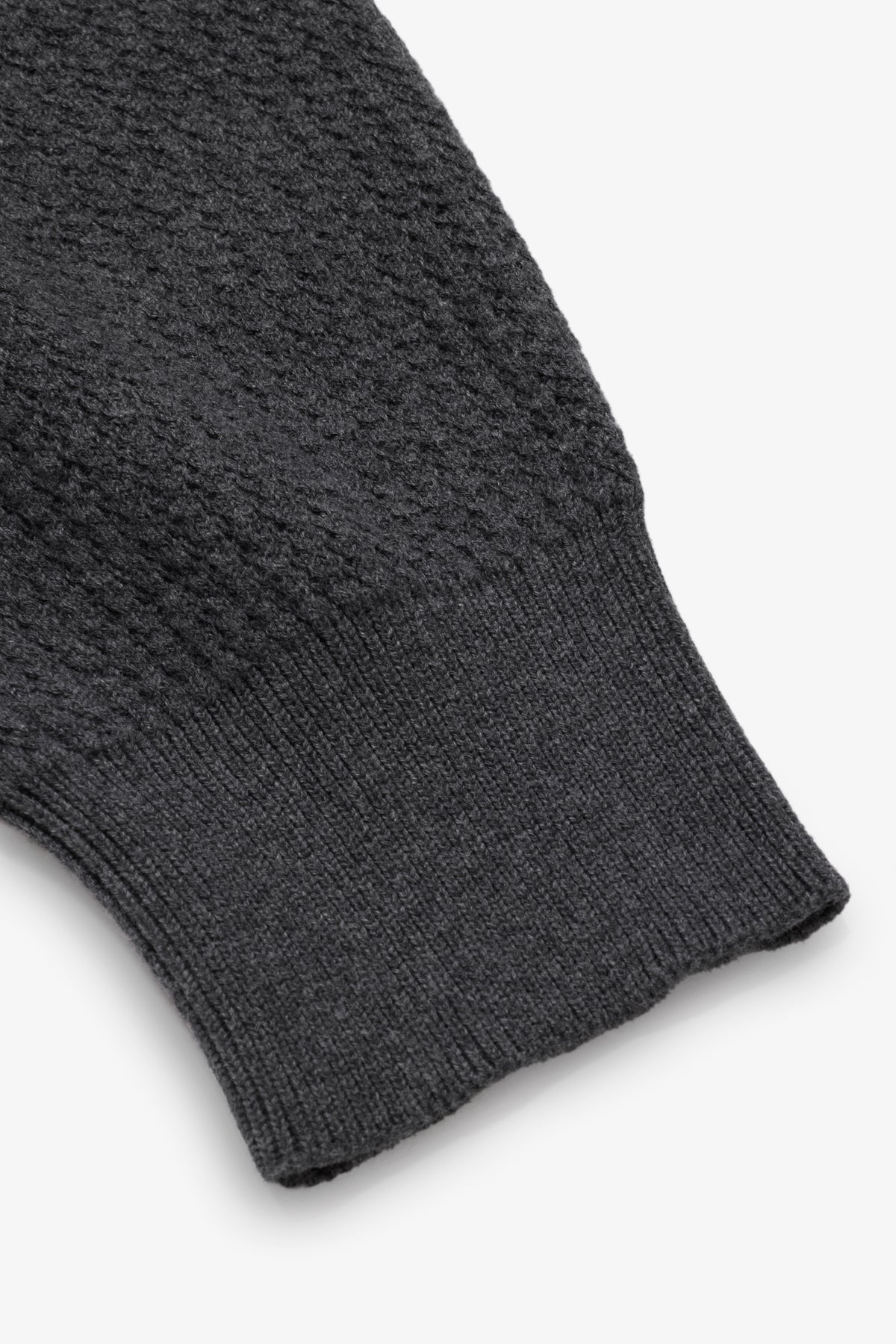 Knit Cotton Zip Hoodie - Charcoal