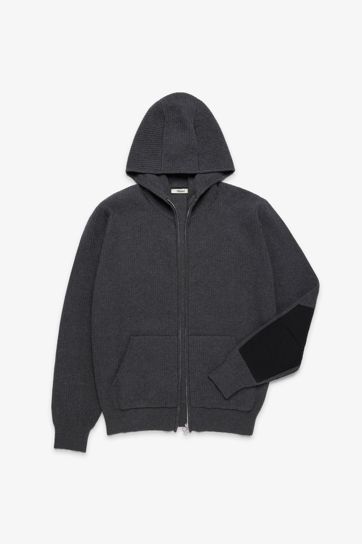 Knit Cotton Zip Hoodie - Charcoal
