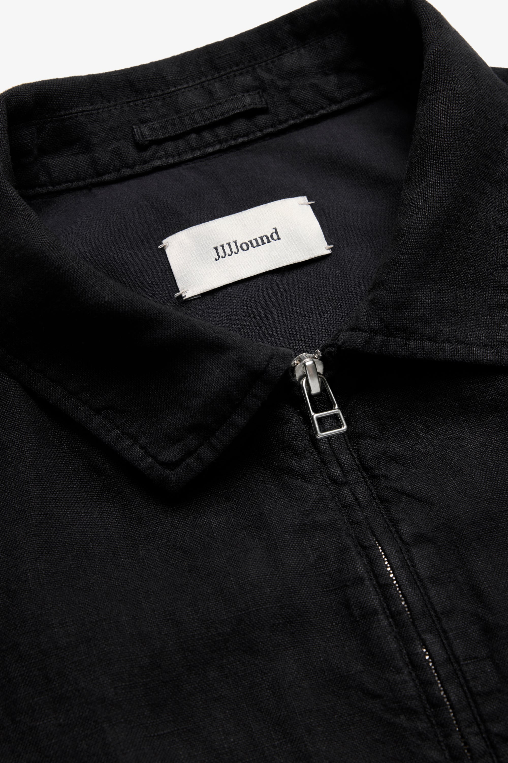 Lined Linen Trucker Jacket - Black
