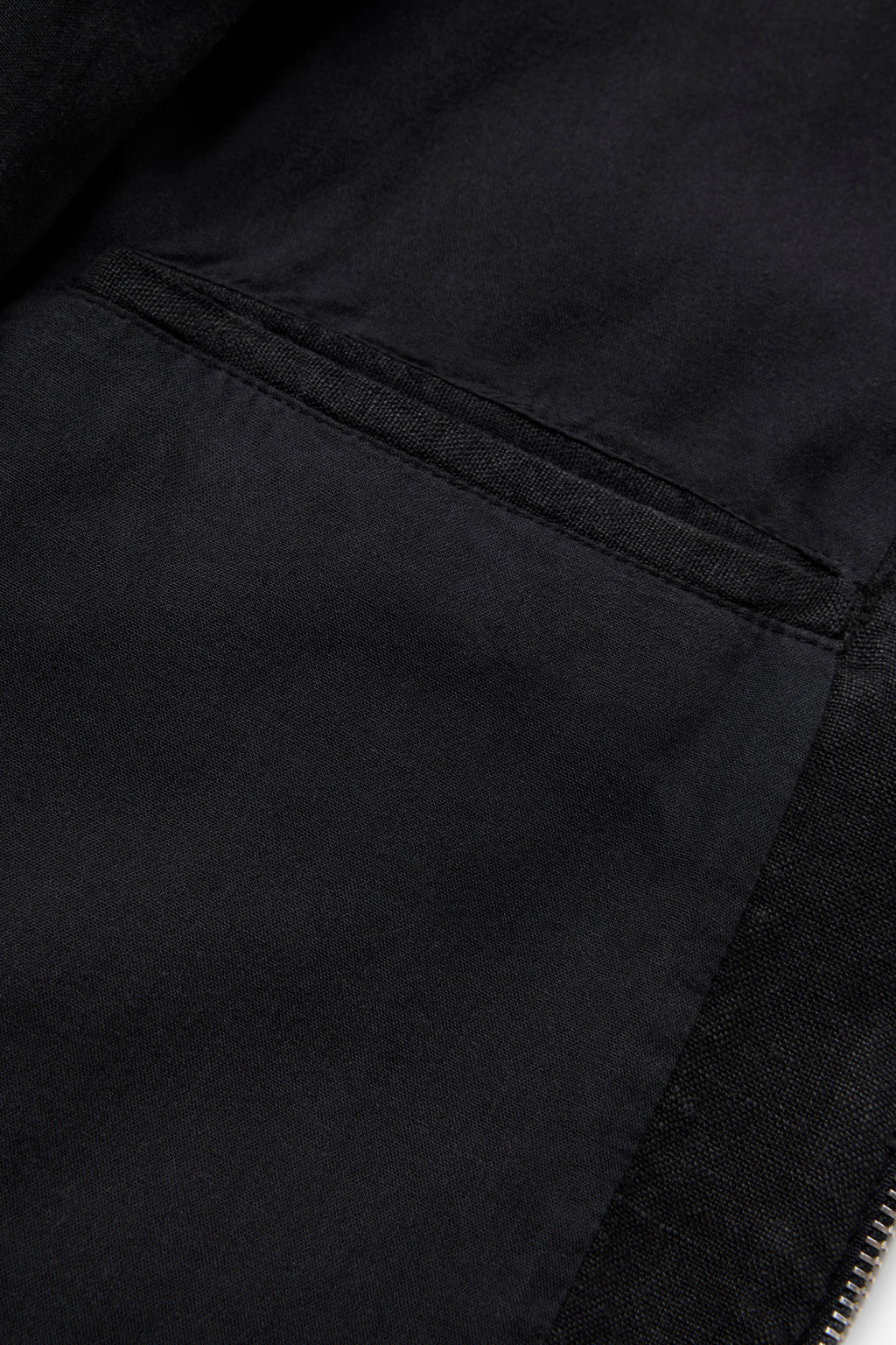 Lined Linen Trucker Jacket - Black