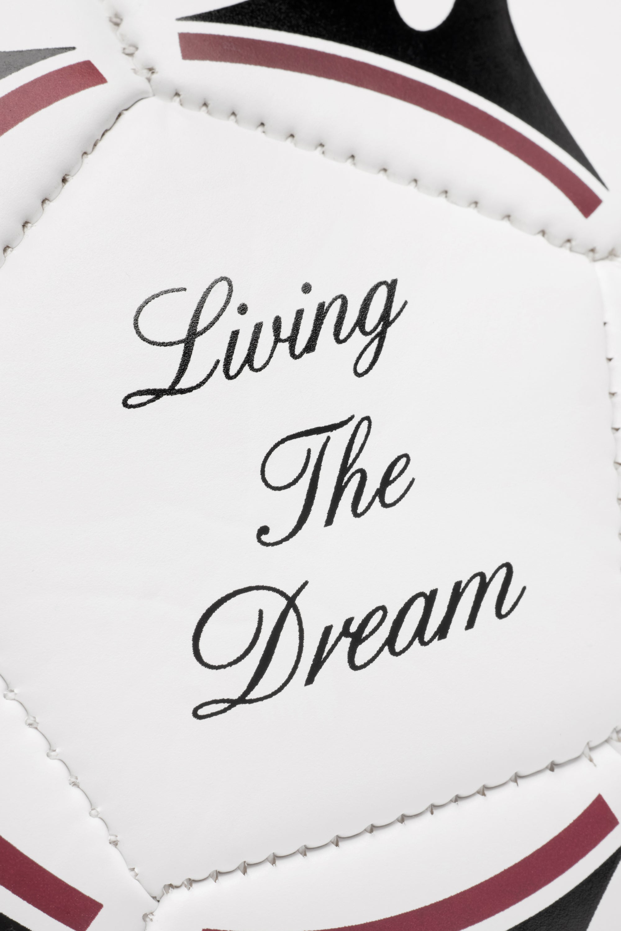 Living The Dream Soccer Ball - White/Burgundy