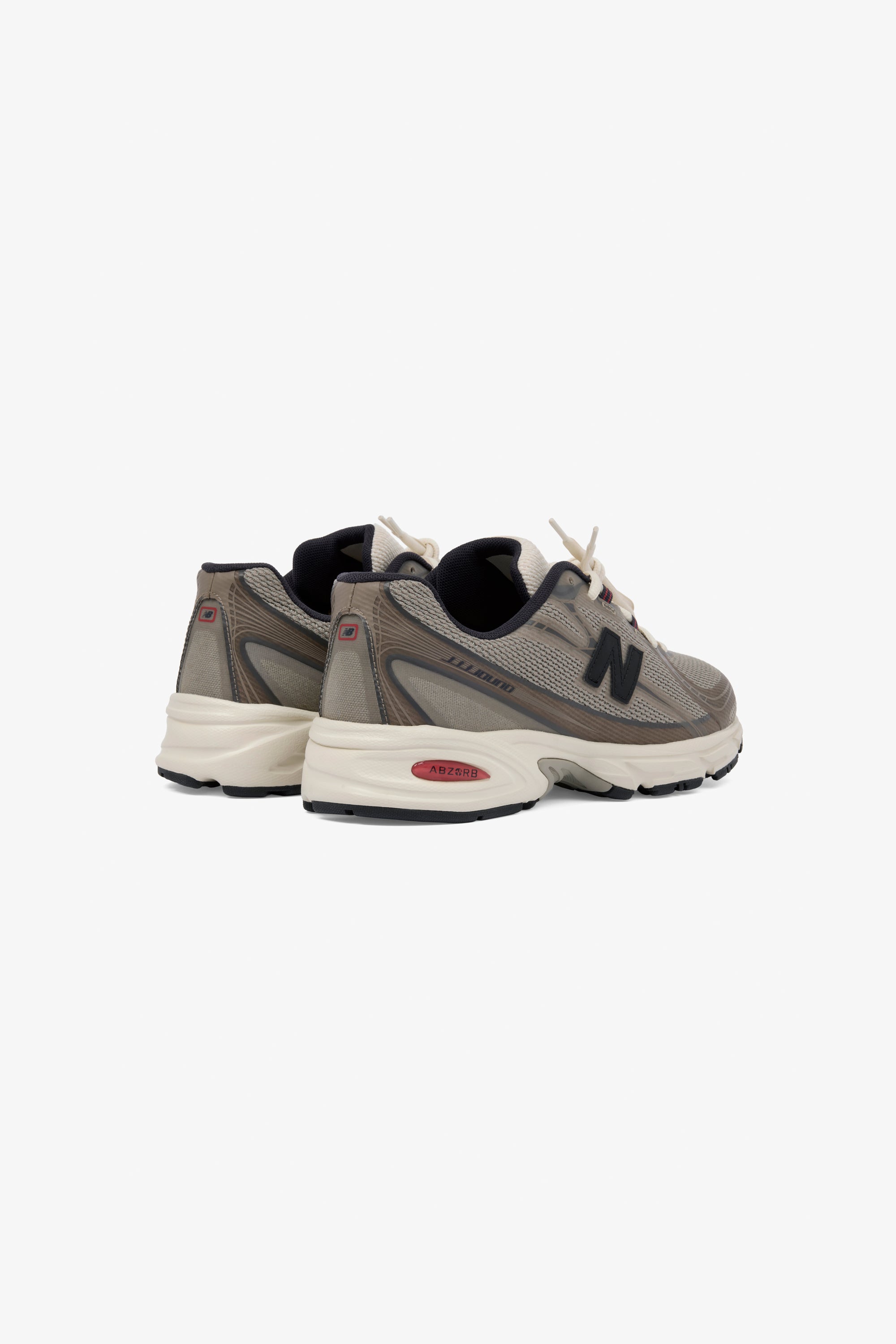 JJJJound x New Balance 740N Taupe medial view showing mesh construction and tonal beige panel layering