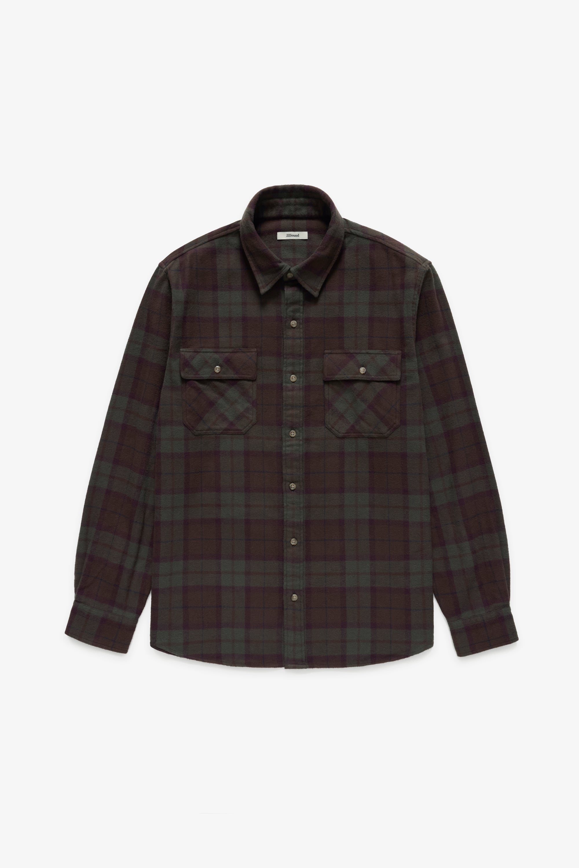 Plaid Flannel Overshirt - Forest Green/Burgundy