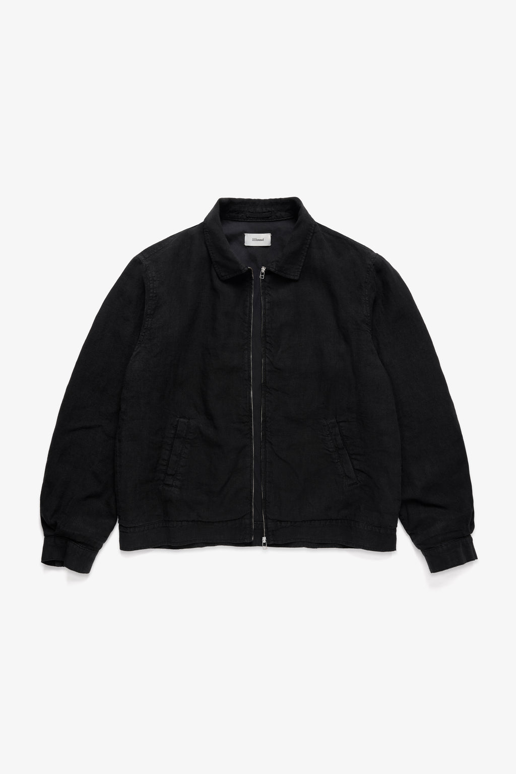 Lined Linen Trucker Jacket - Black