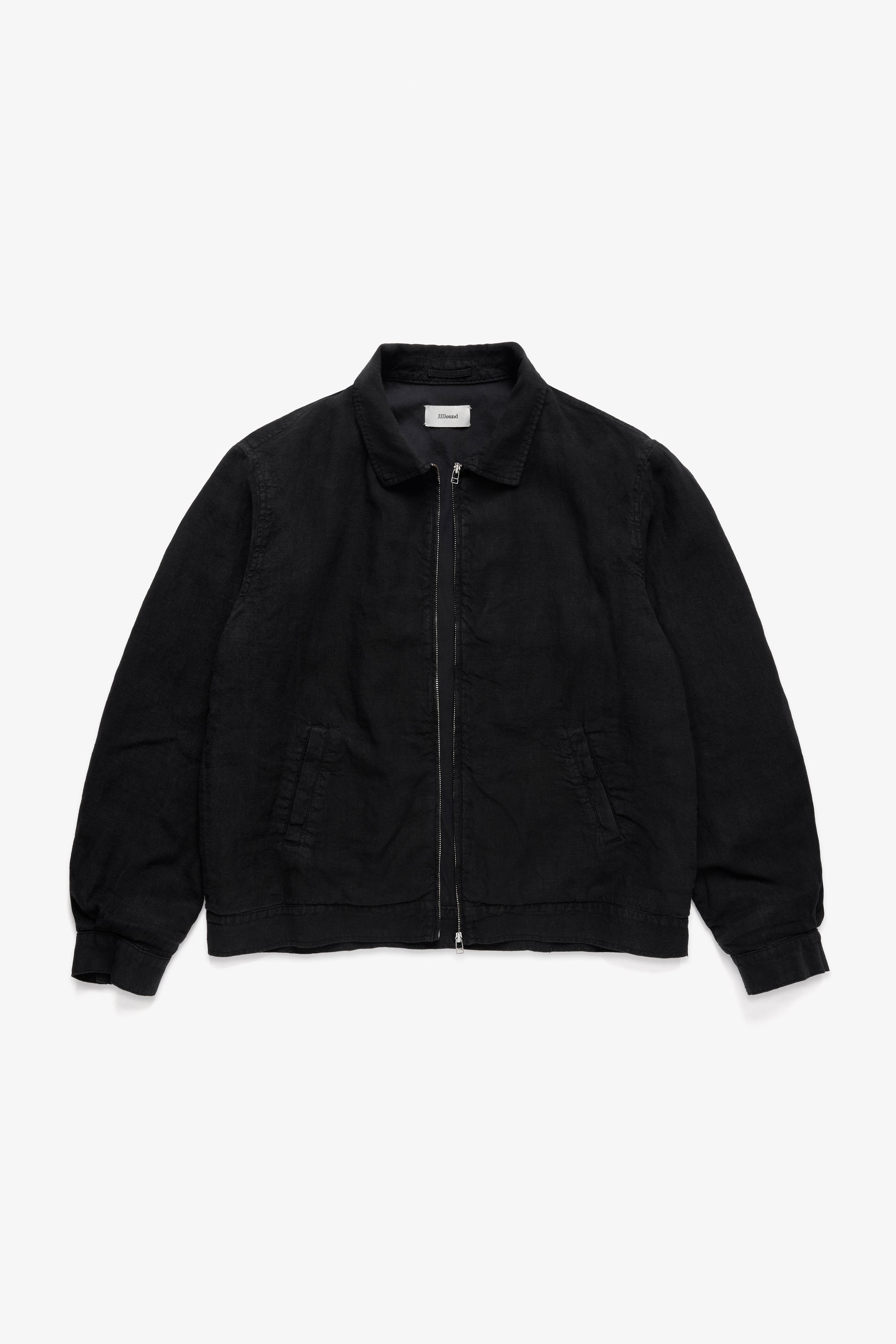 Lined Linen Trucker Jacket - Black