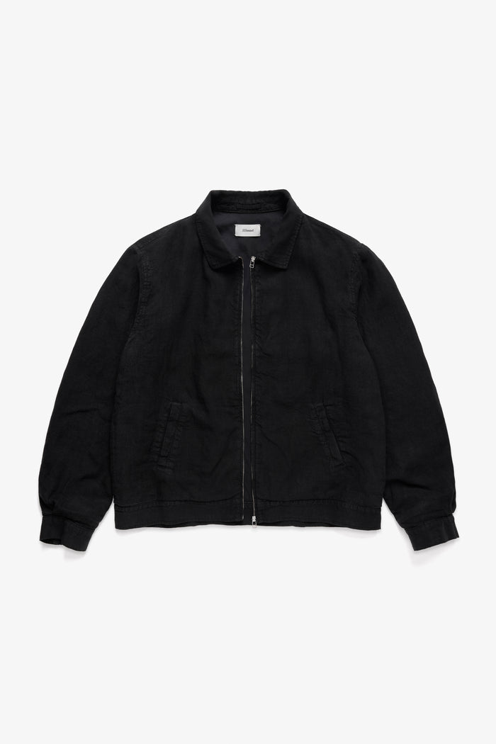 Lined Linen Trucker Jacket - Black
