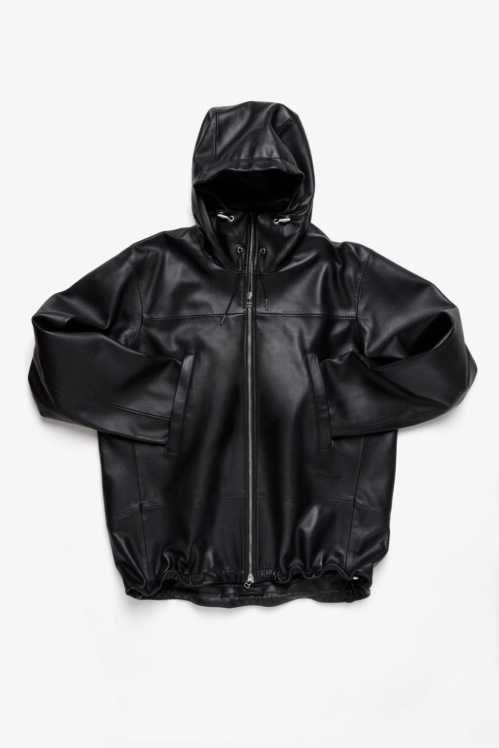 Leather Full Zip Parka - Black