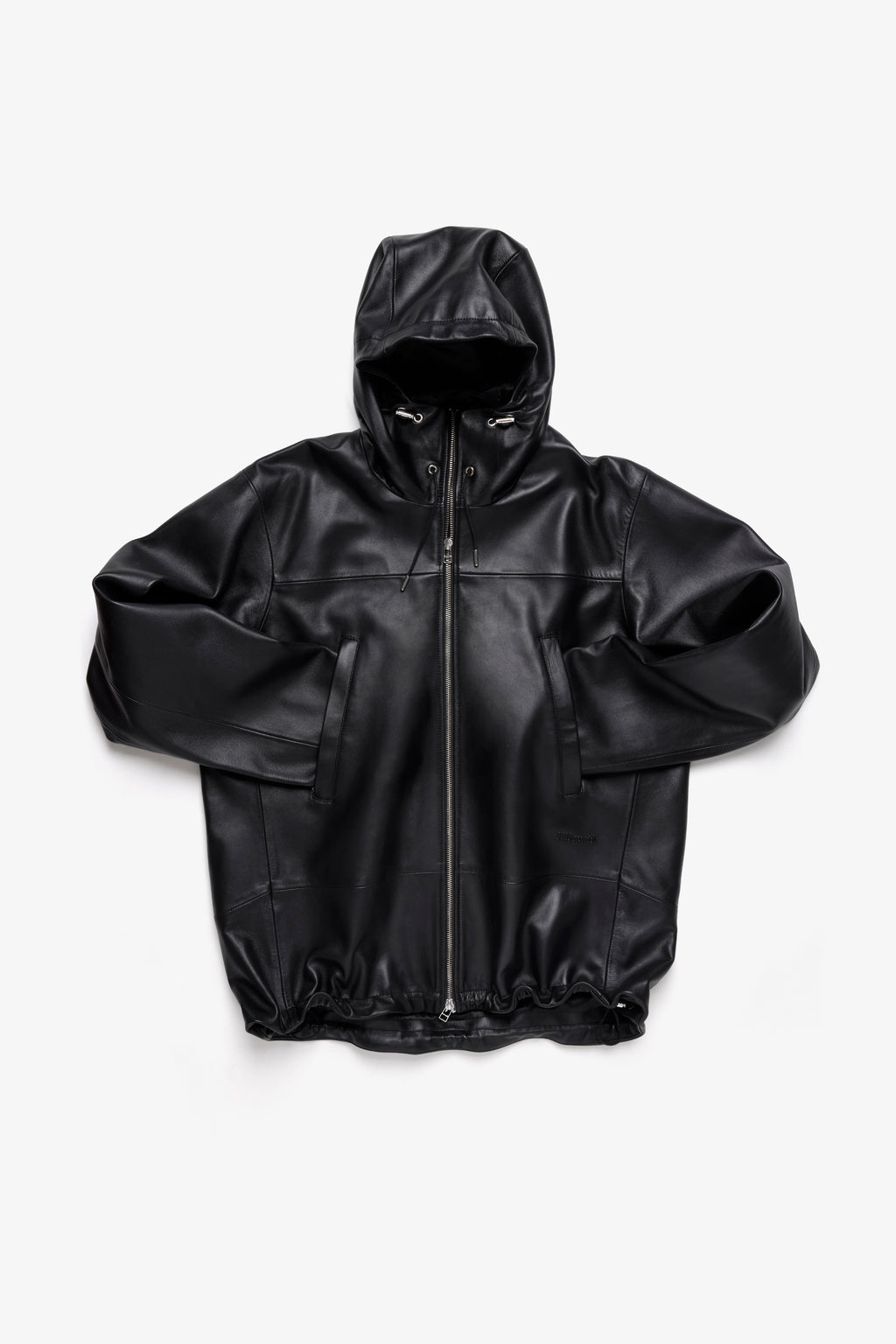 Leather Full Zip Parka - Black