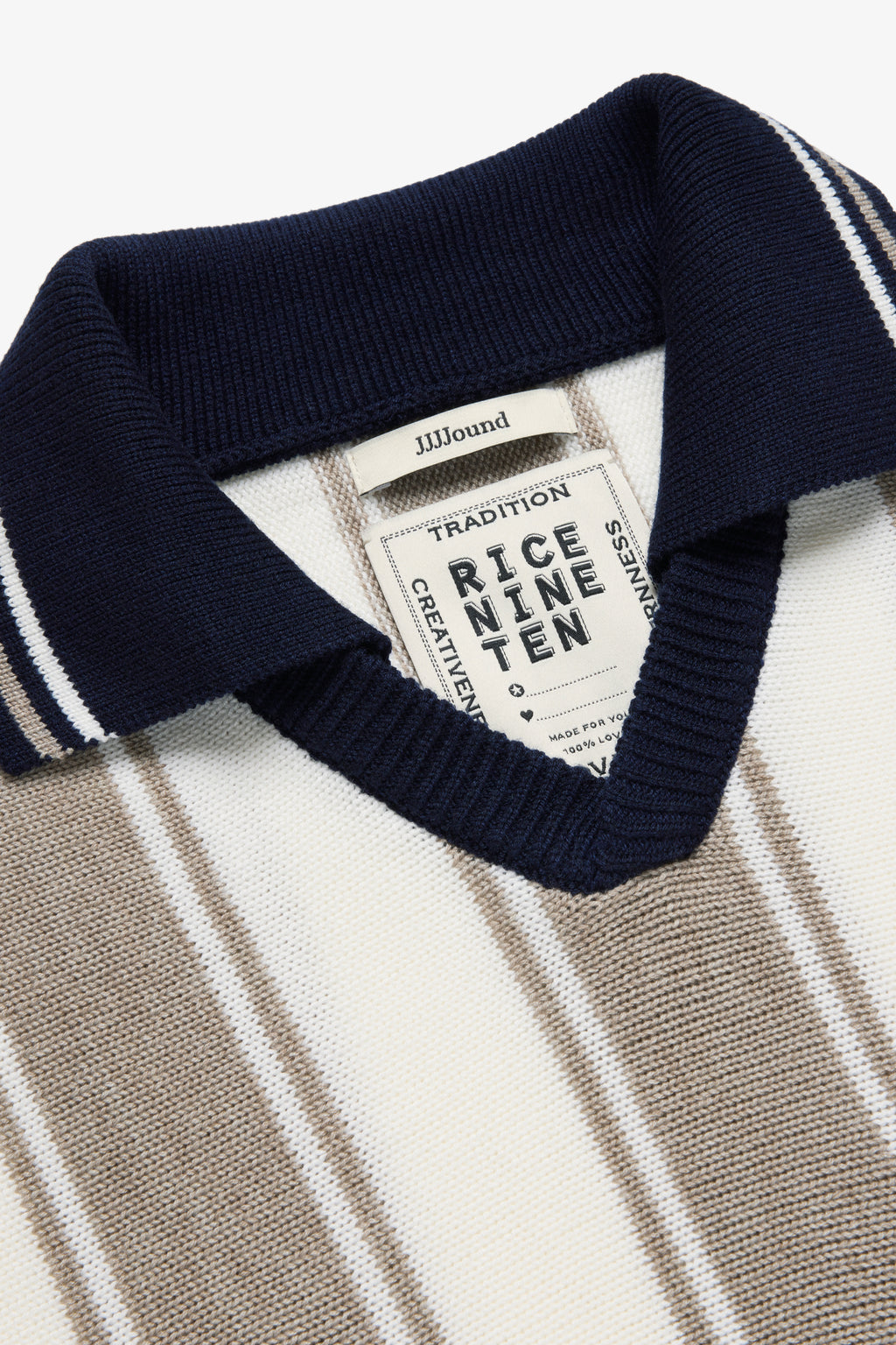 Rice Nine Ten Stripe Longsleeve Polo - Taupe