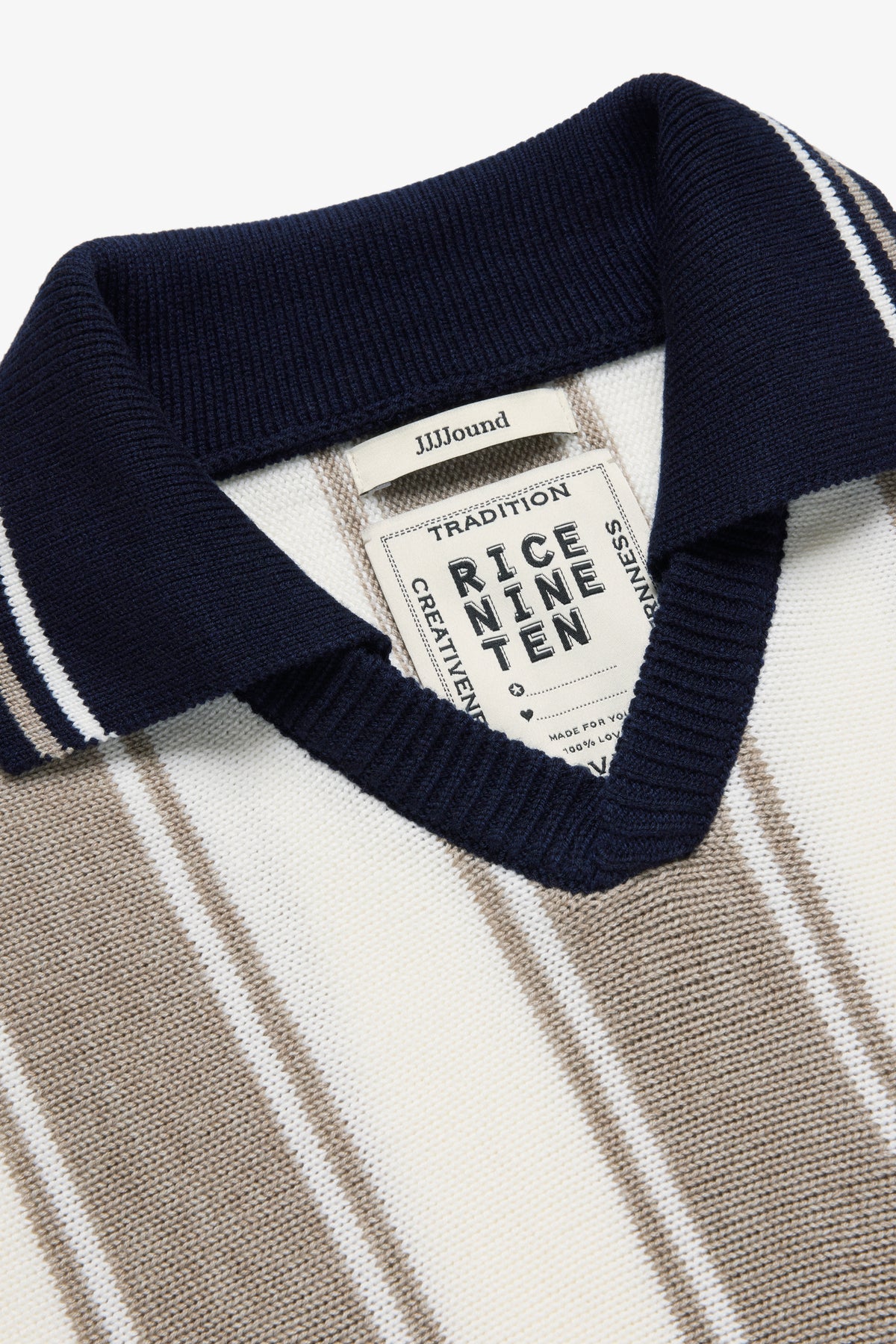 Rice Nine Ten Stripe Longsleeve Polo - Taupe
