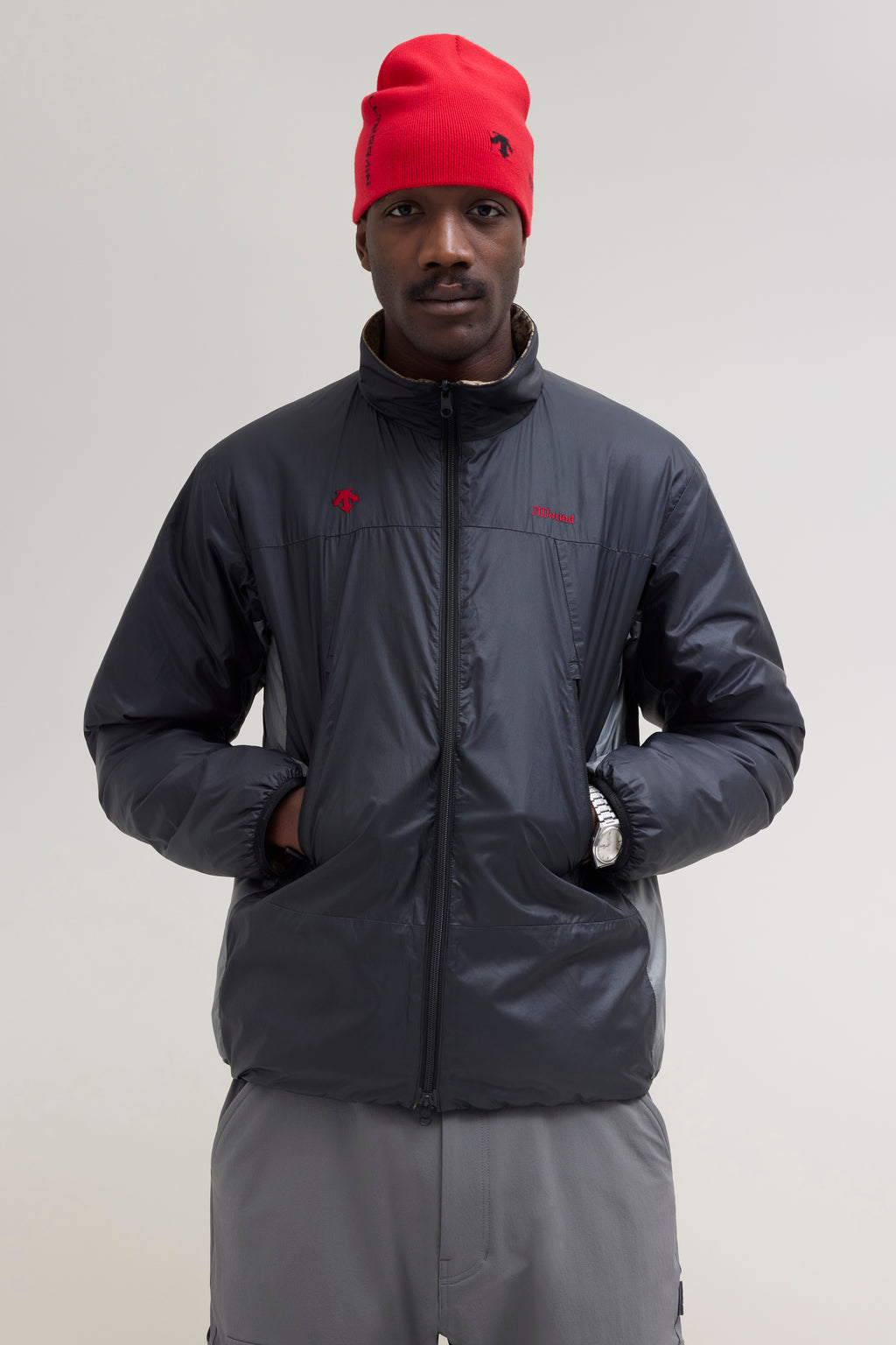 JJJJound Descente Reversible Jacket - Black/Charcoal