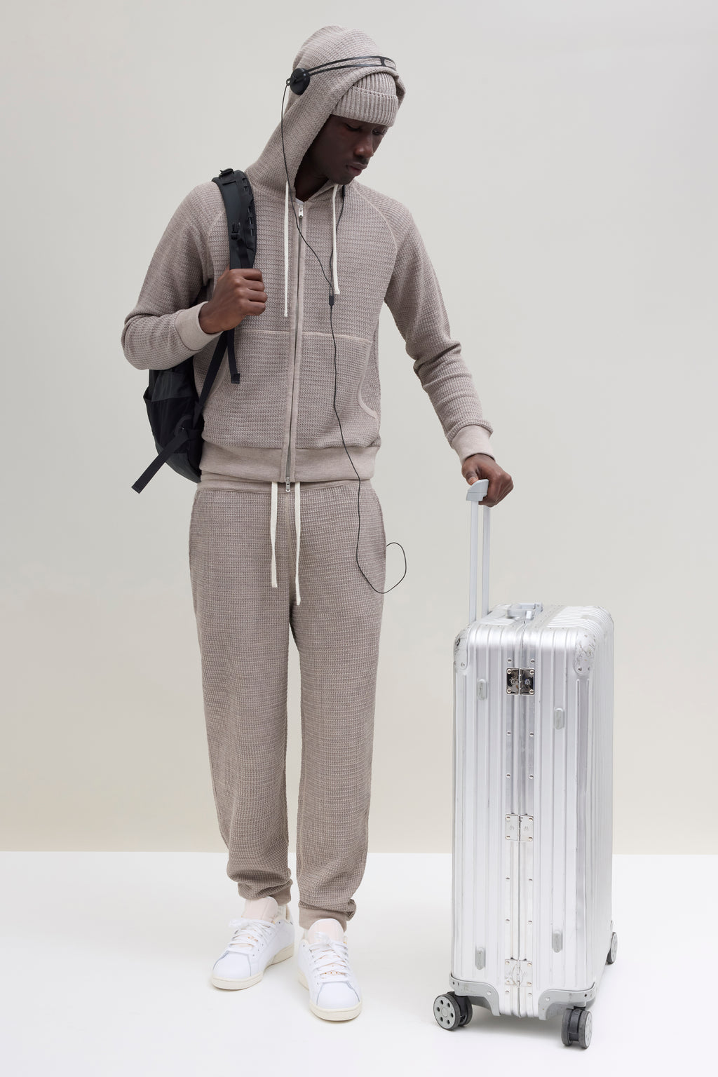 S.N.S JJJJound 70s Hooded Zip Knit Sweatshirt - Taupe