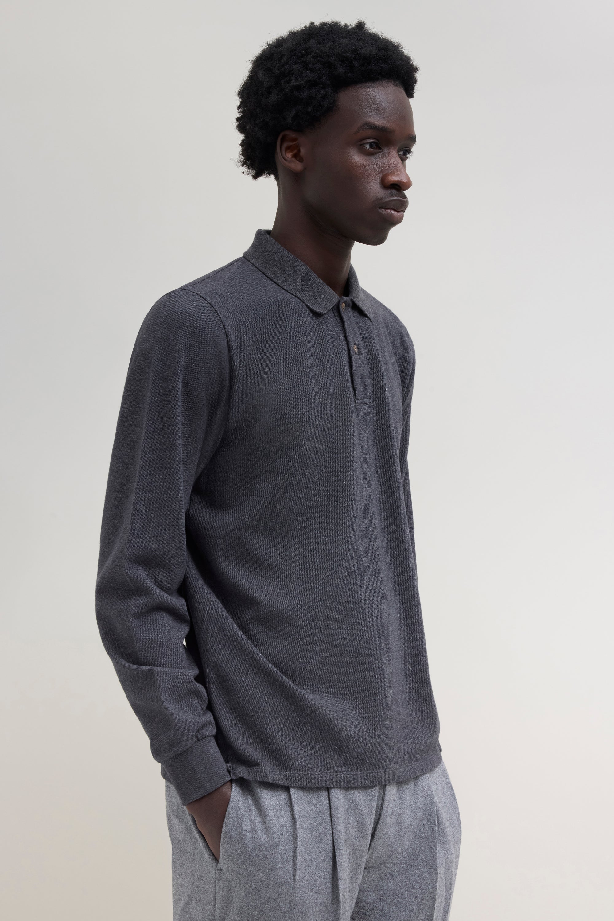 Longsleeve Polo Shirt - Charcoal Mix