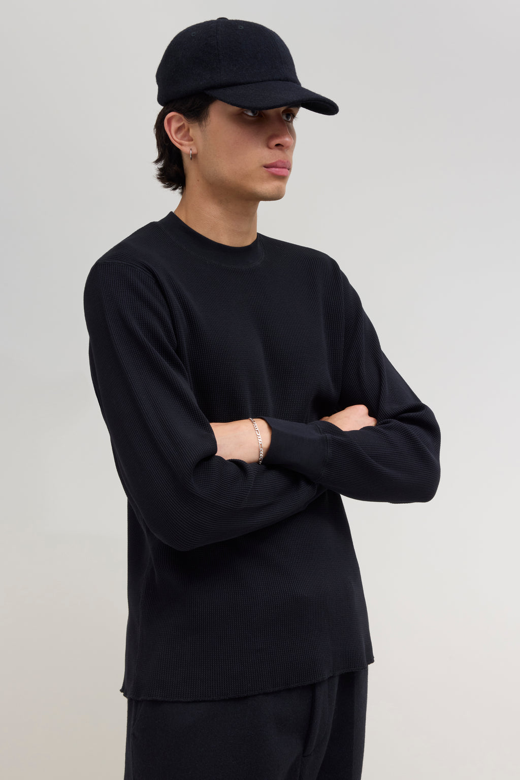 90s Waffle Longsleeve - Black