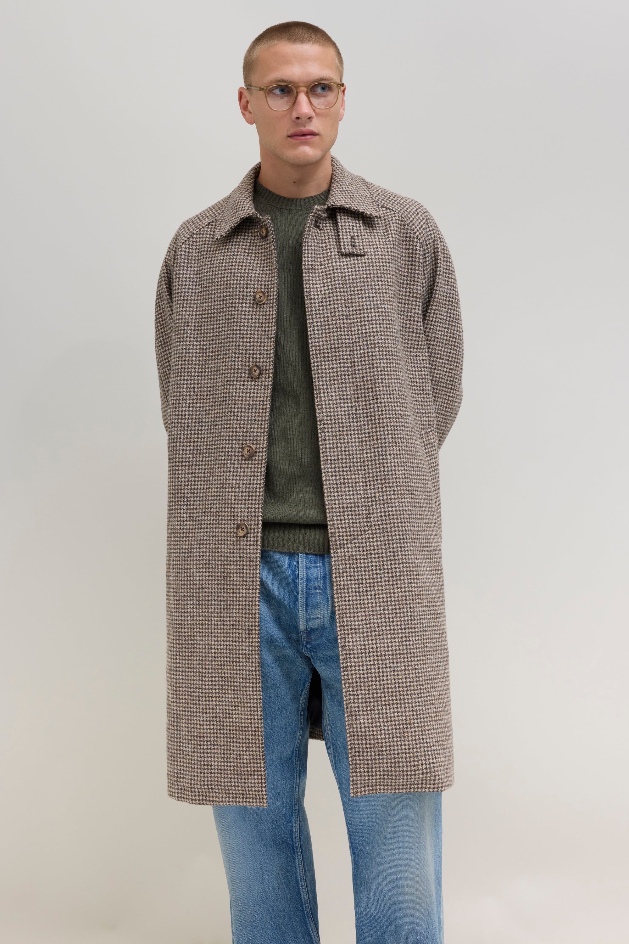 Relaxed Wool Jacket - Brown Houndstooth